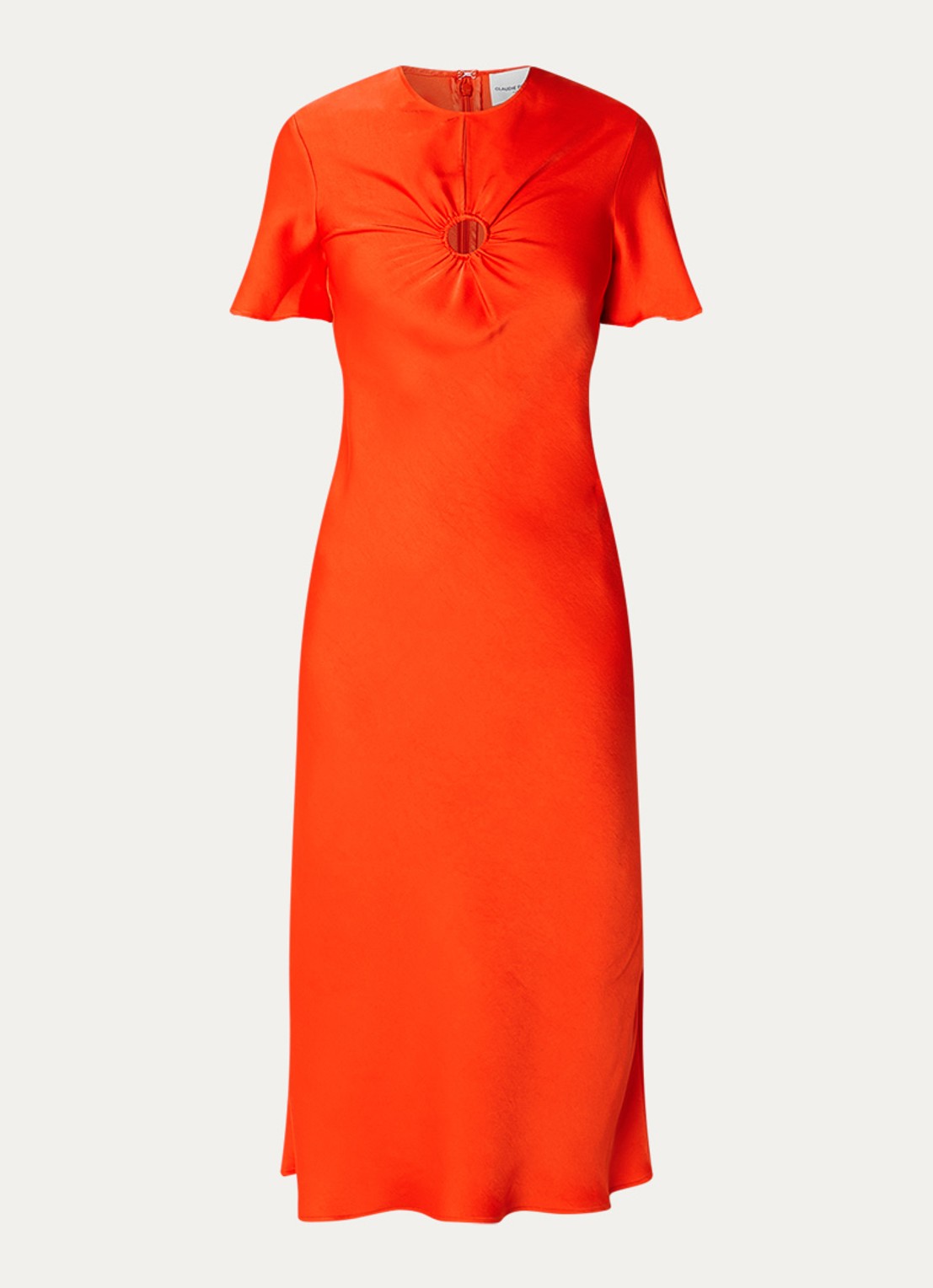 Claudie Pierlot Midi jurk van satijn - voorkant 3 koraalrood