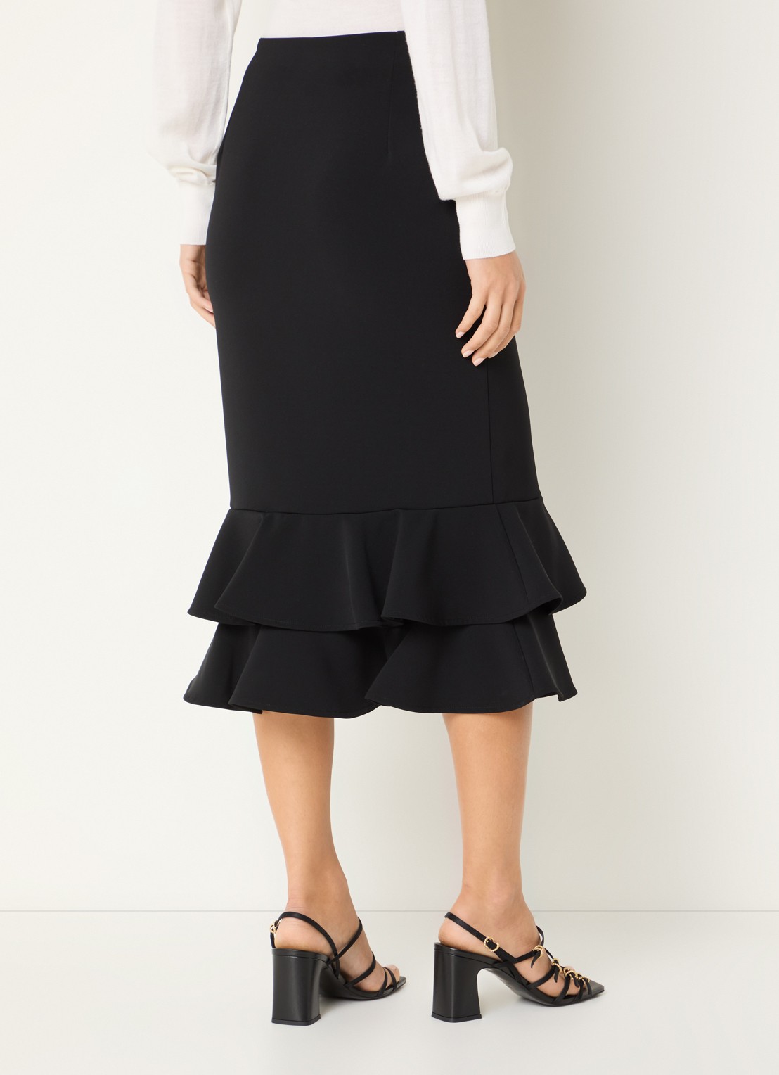 Claudie Pierlot Midi kokerrok met volant - achterkant 3 zwart