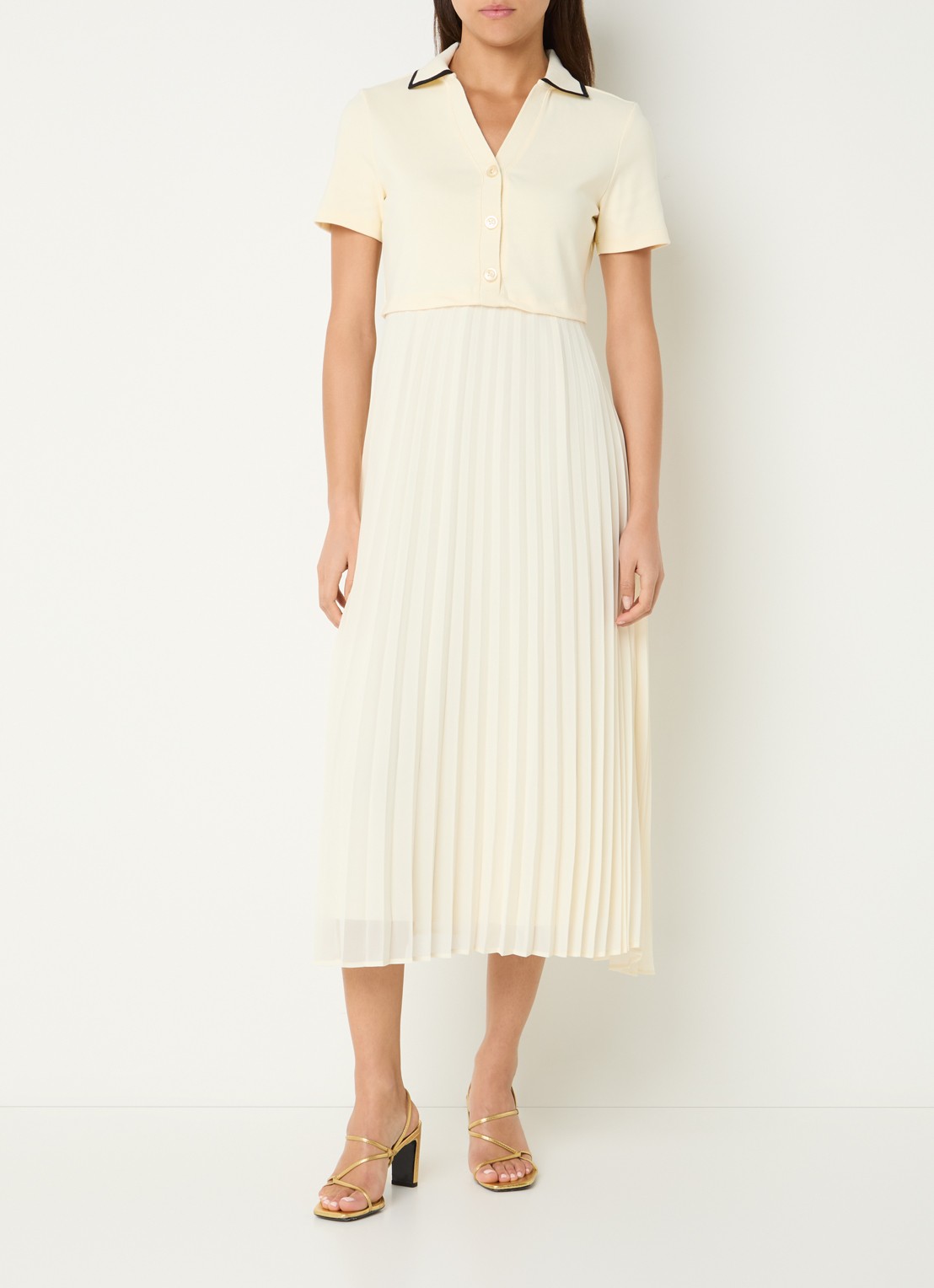 Claudie Pierlot Midi tuniekjurk met plissé - detail lichtgeel
