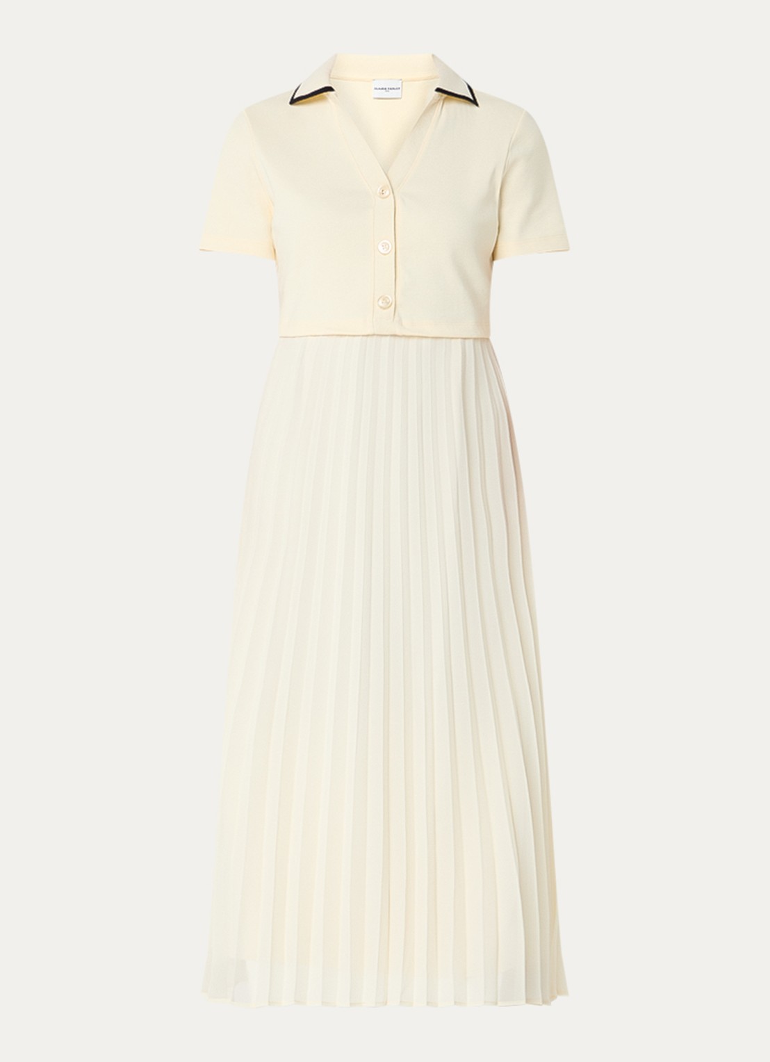 Claudie Pierlot Midi tuniekjurk met plissé - voorkant 2 lichtgeel