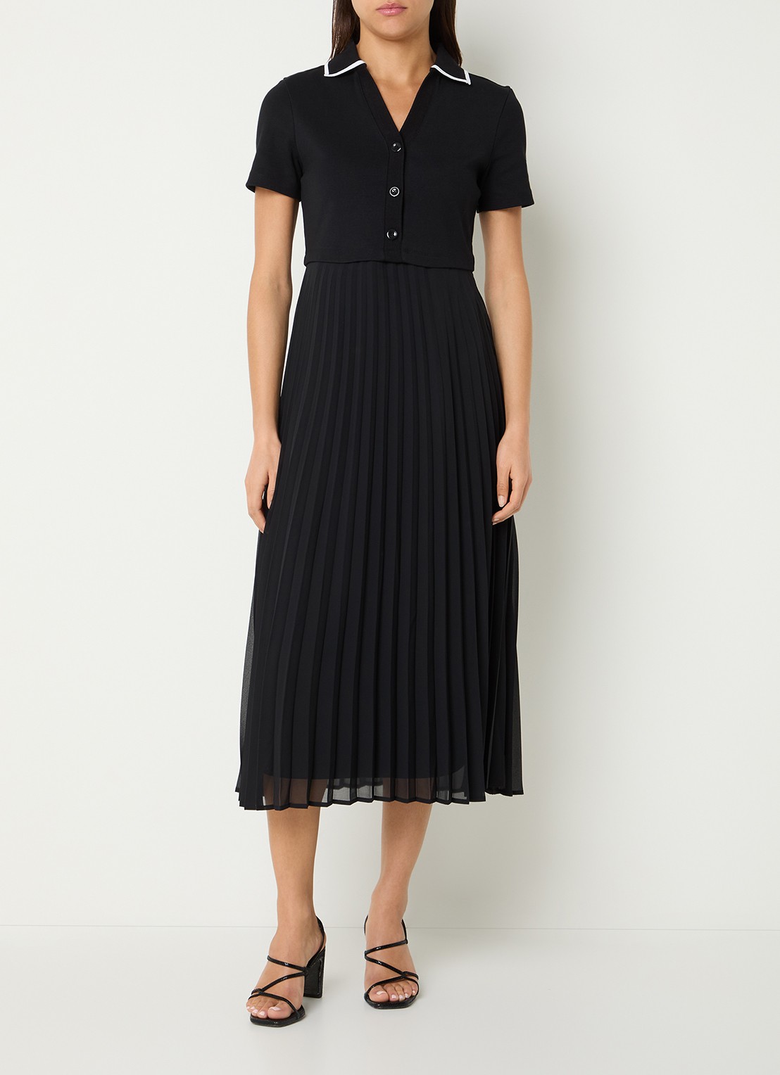 Claudie Pierlot Midi tuniekjurk met V-hals  - detail zwart