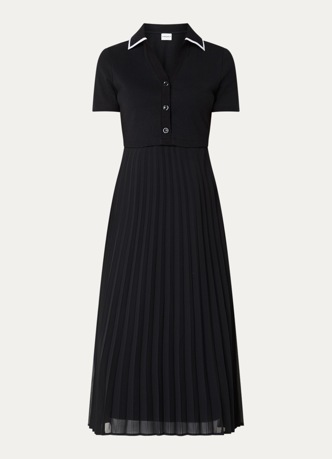 Claudie Pierlot Midi tuniekjurk met V-hals  - voorkant 3 zwart