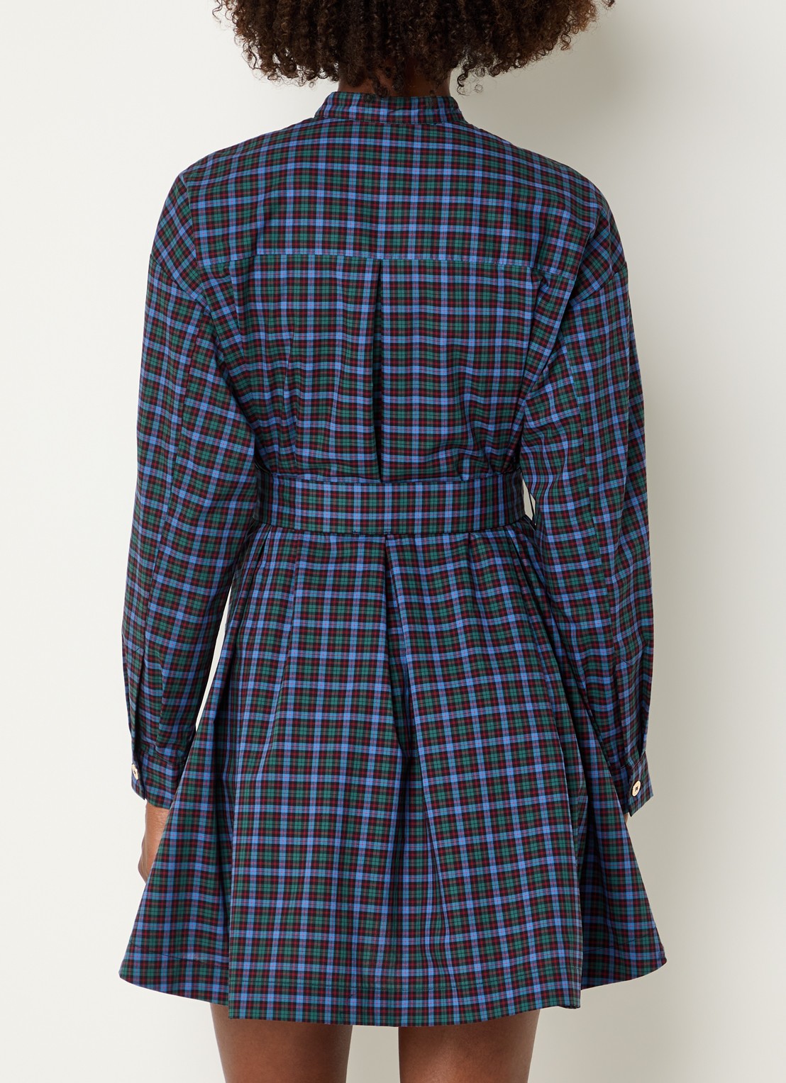 Claudie Pierlot Mini blousejurk met ruitdessin - achterkant 4 blauw