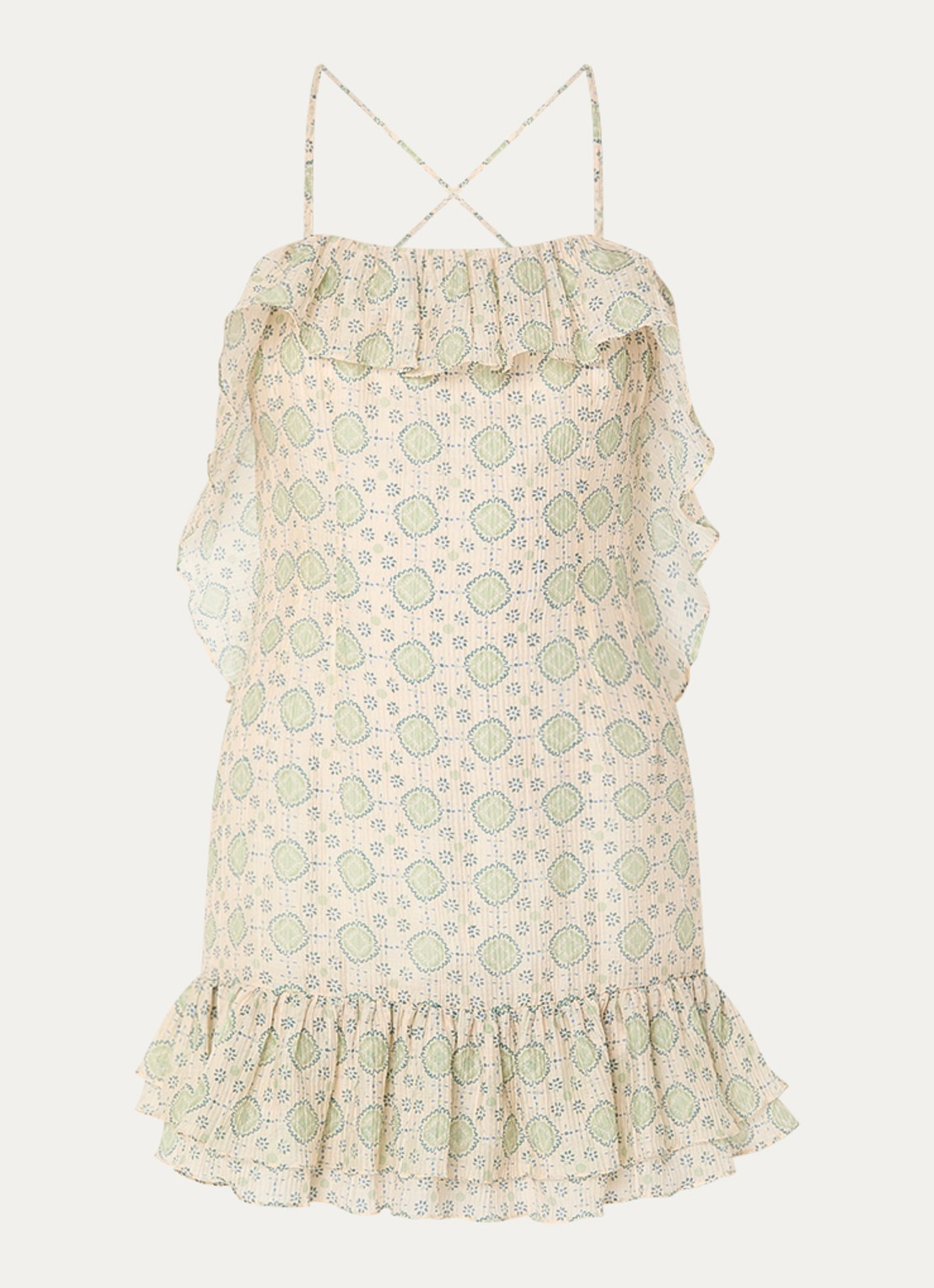Claudie Pierlot Mini jurk met print - voorkant 2 lichtgroen