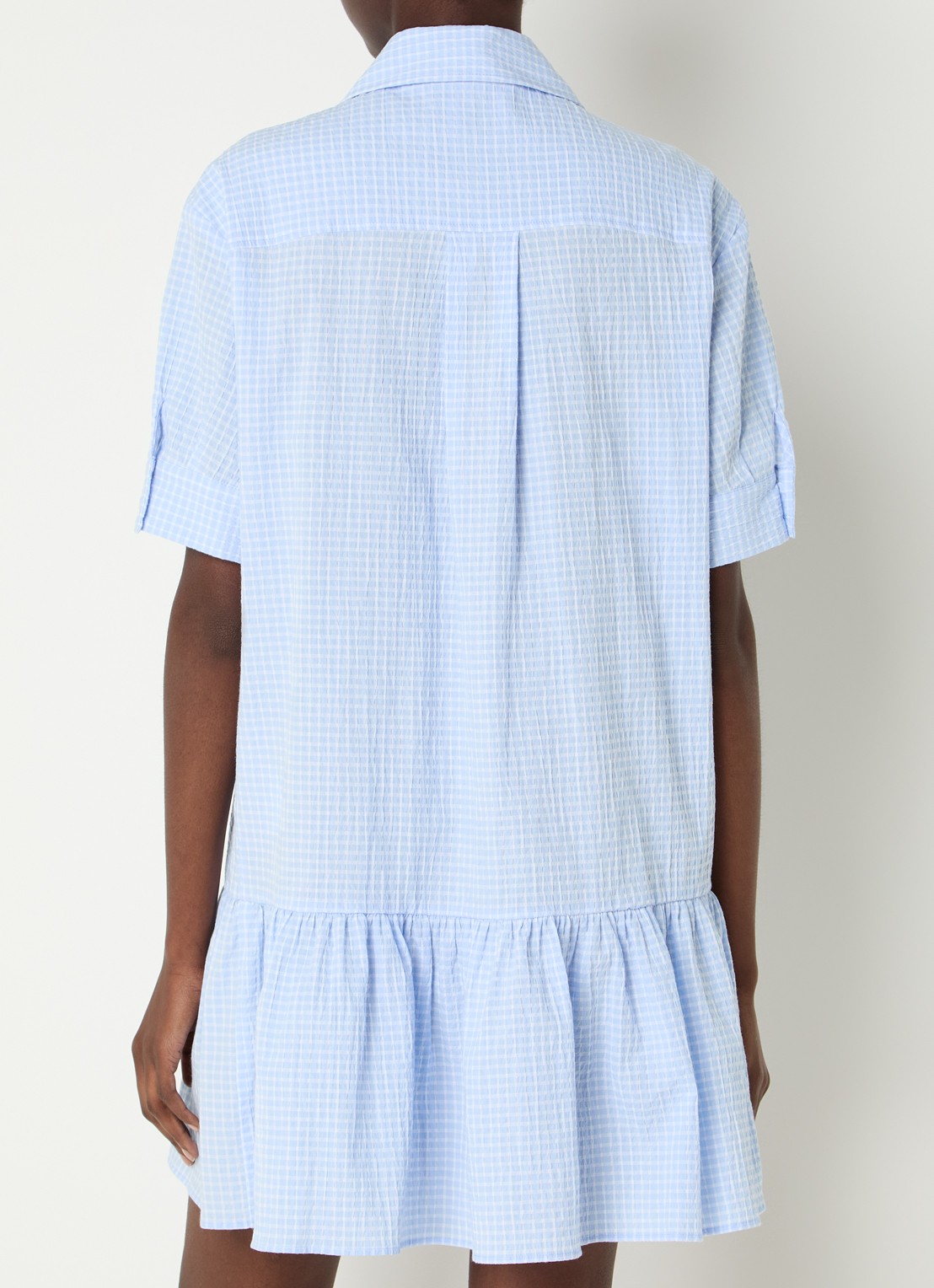 Claudie Pierlot Mini jurk met ruitdessin - achterkant 4 blauw
