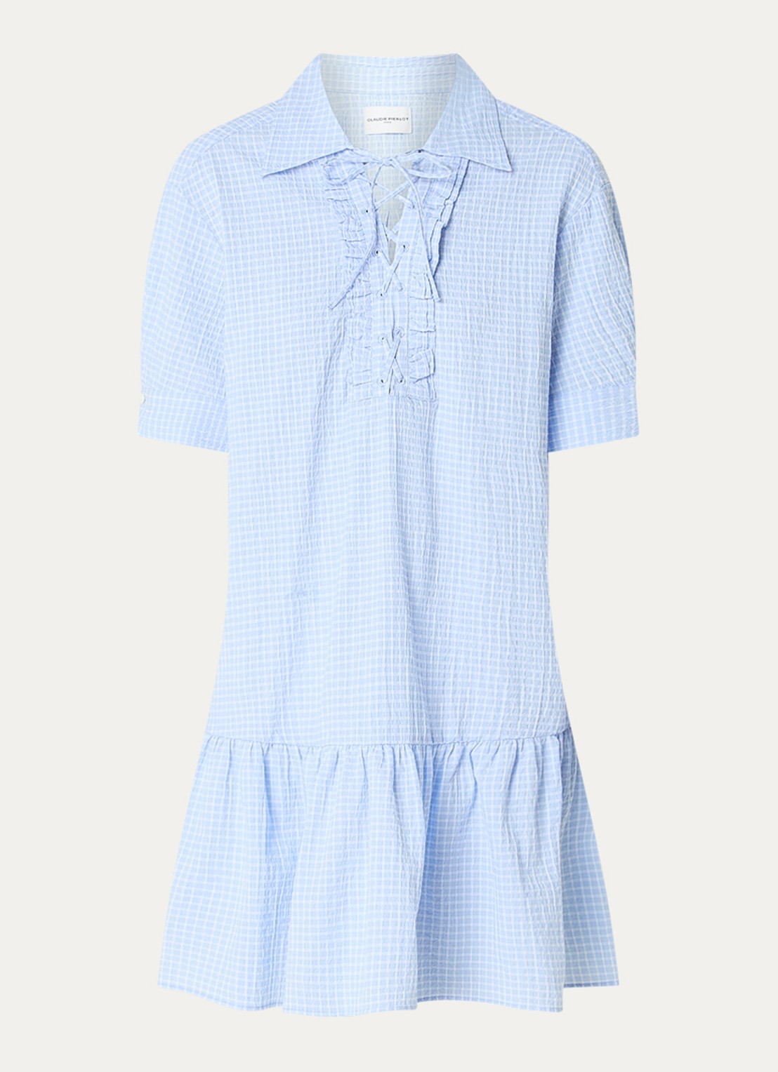 Claudie Pierlot Mini jurk met ruitdessin - voorkant blauw