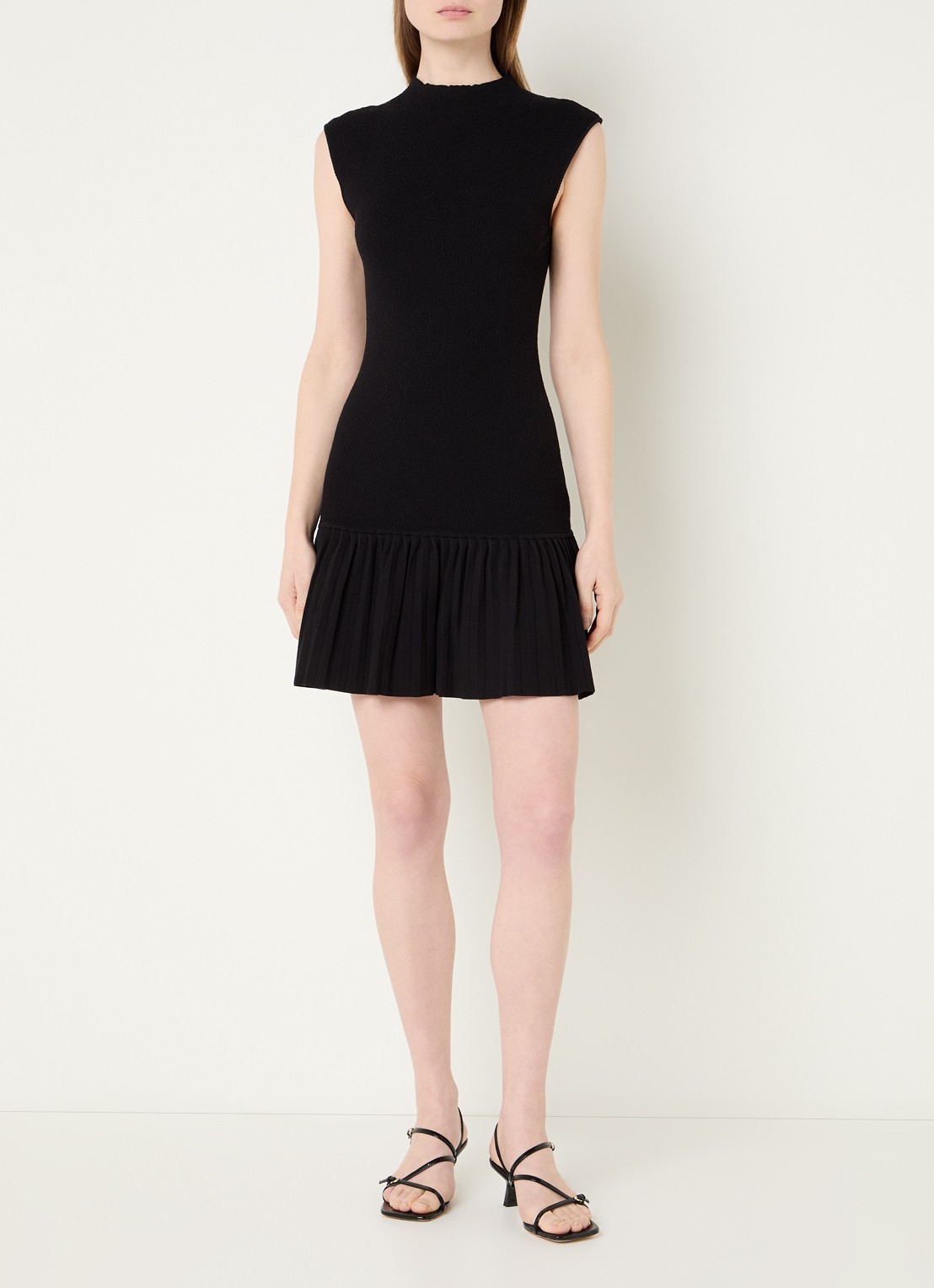 Claudie Pierlot Mini jurk met volant - voorkant 3 zwart
