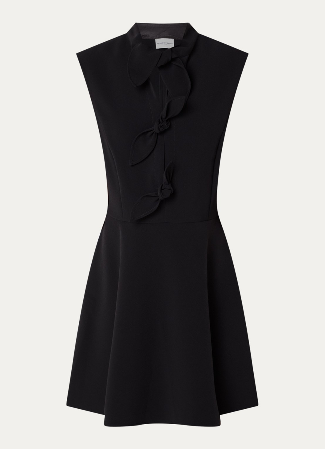 Claudie Pierlot Mini tuniekjurk met gestrikt plooidetail  - voorkant 3 zwart