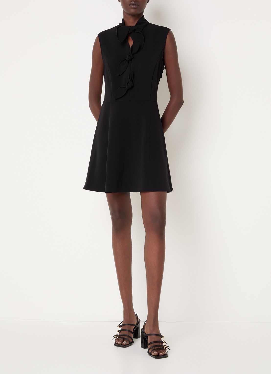 Claudie Pierlot Mini tuniekjurk met gestrikt plooidetail  - voorkant 4 zwart
