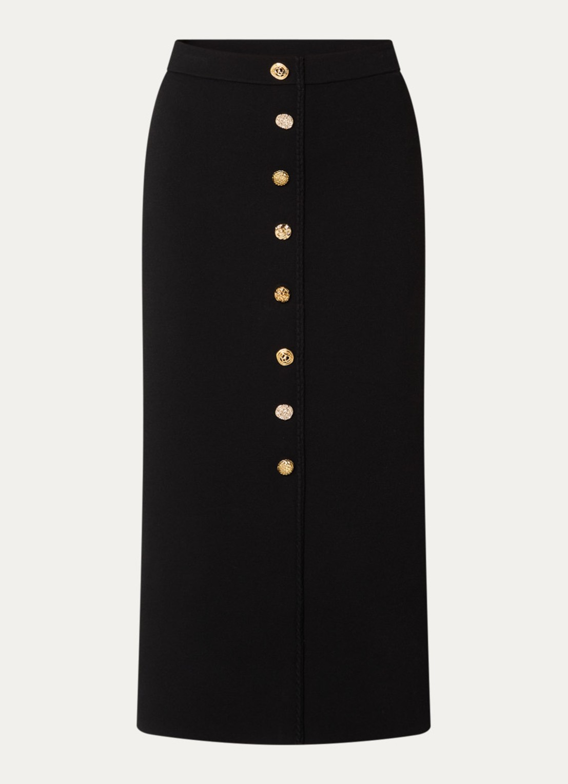 Claudie Pierlot Monarque fijngebreide midi rok met sierknopen - voorkant 2 zwart