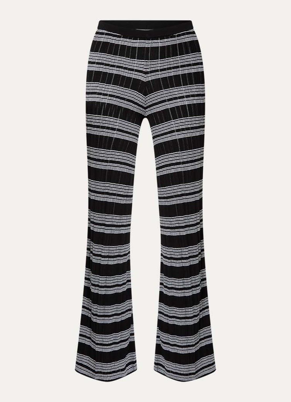 Claudie Pierlot Monpanta high waist flared broek met streepprint - voorkant 3 zwart