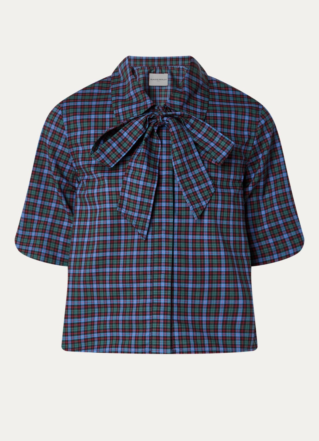 Claudie Pierlot Multico blouse met ruitdessin - voorkant 3 royalblauw
