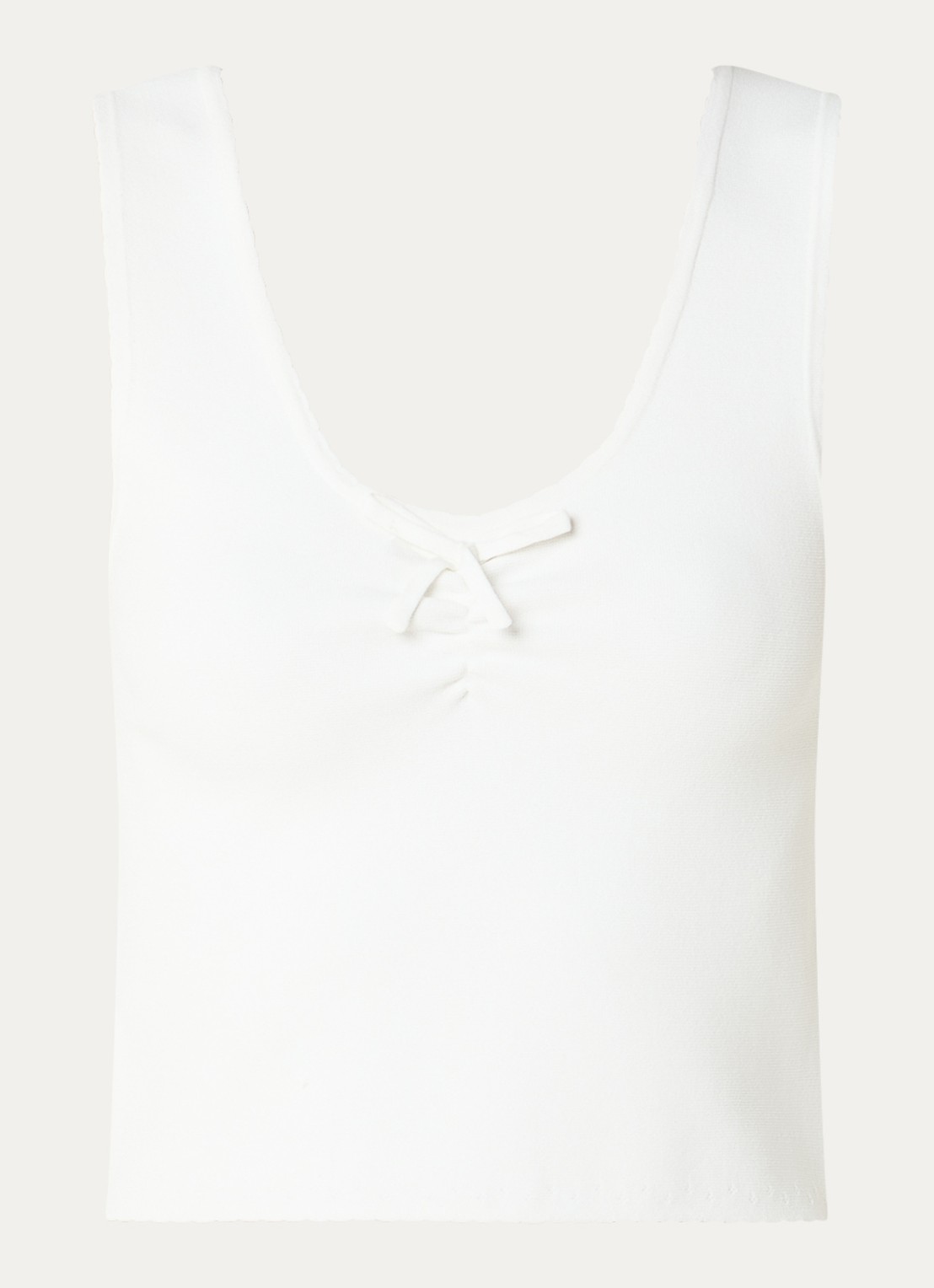 Claudie Pierlot Musia fijngebreide cropped tanktop - voorkant gebroken wit