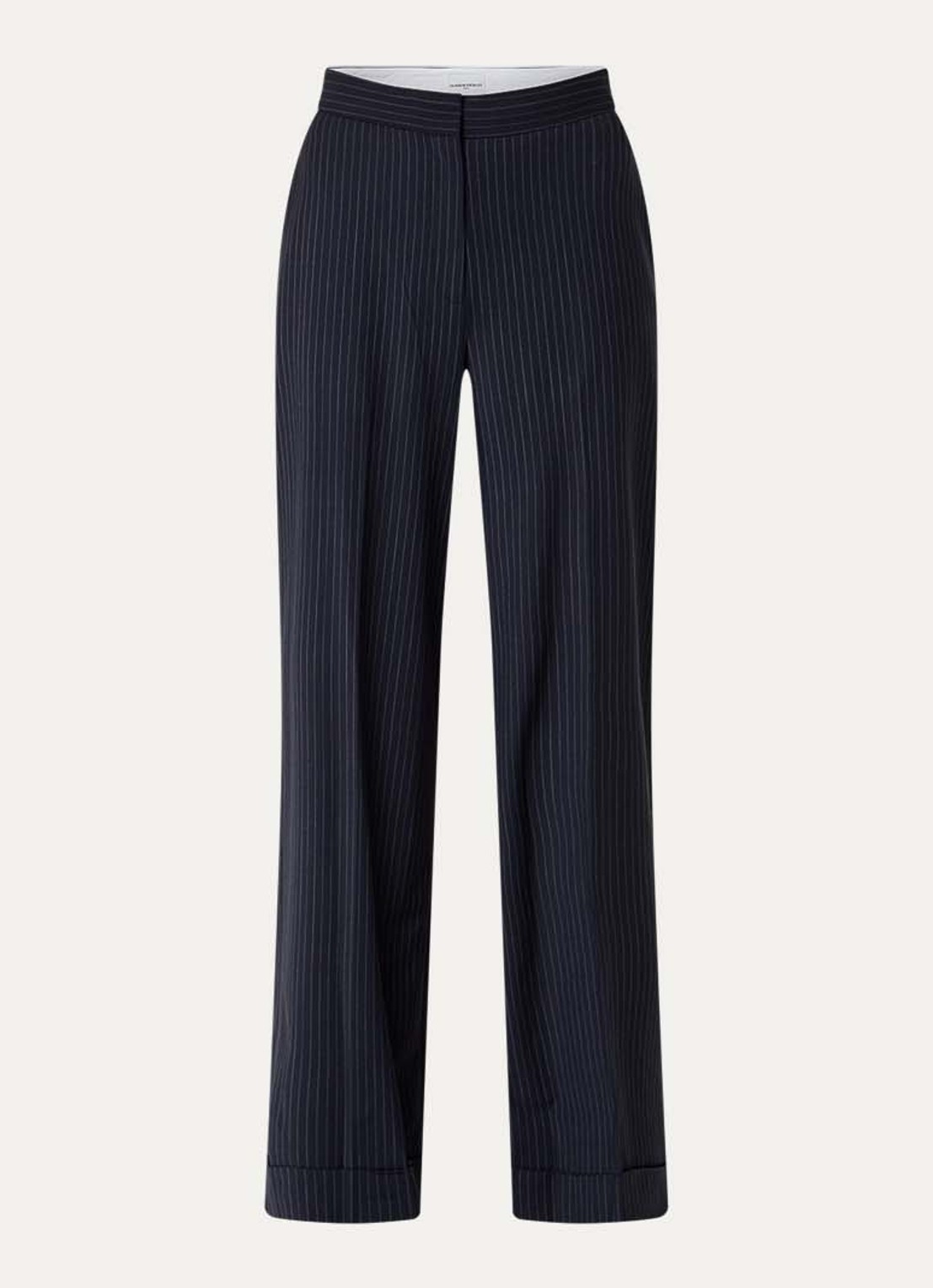 Claudie Pierlot Pacome high waist loose fit pantalon met streepprint - voorkant 3 donkerblauw