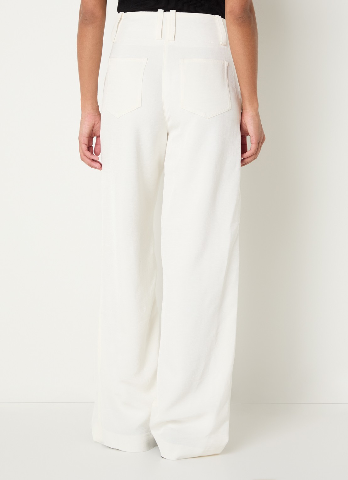 Claudie Pierlot Paloma high waist straight fit pantalon met steekzakken - achterkant gebroken wit
