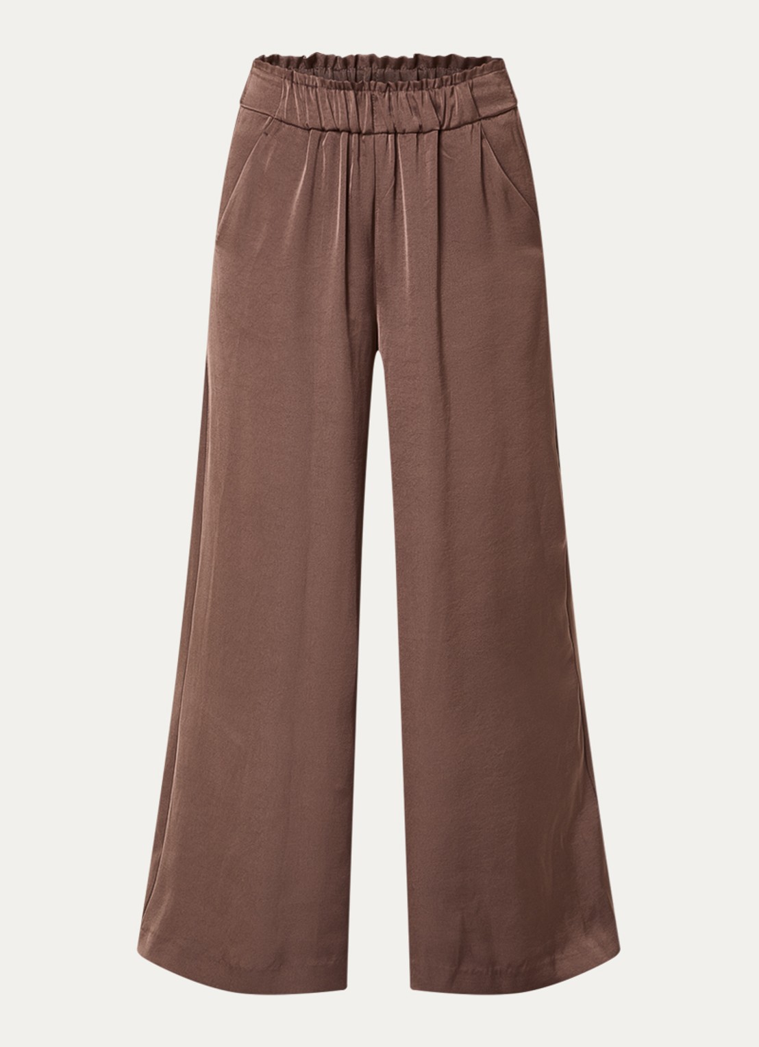 Claudie Pierlot Pantin high waist wide fit pantalon met steekzakken - voorkant 2 bruin