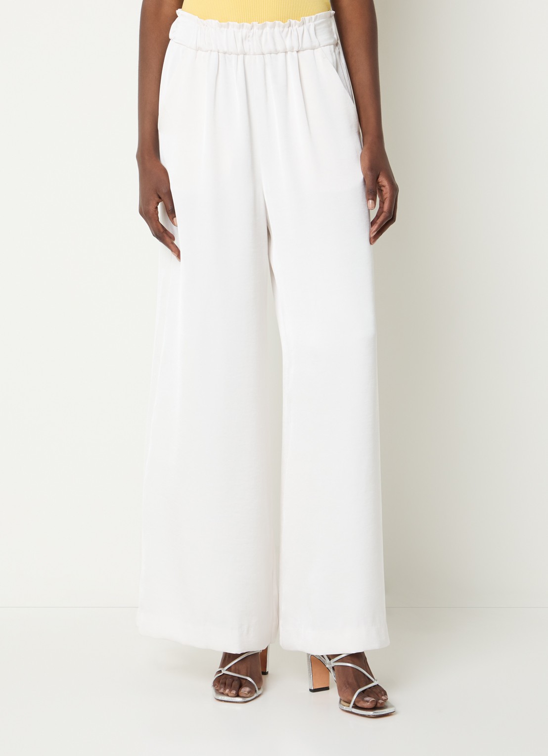 Claudie Pierlot Pantin high waist wide fit pantalon met steekzakken - detail 3 gebroken wit