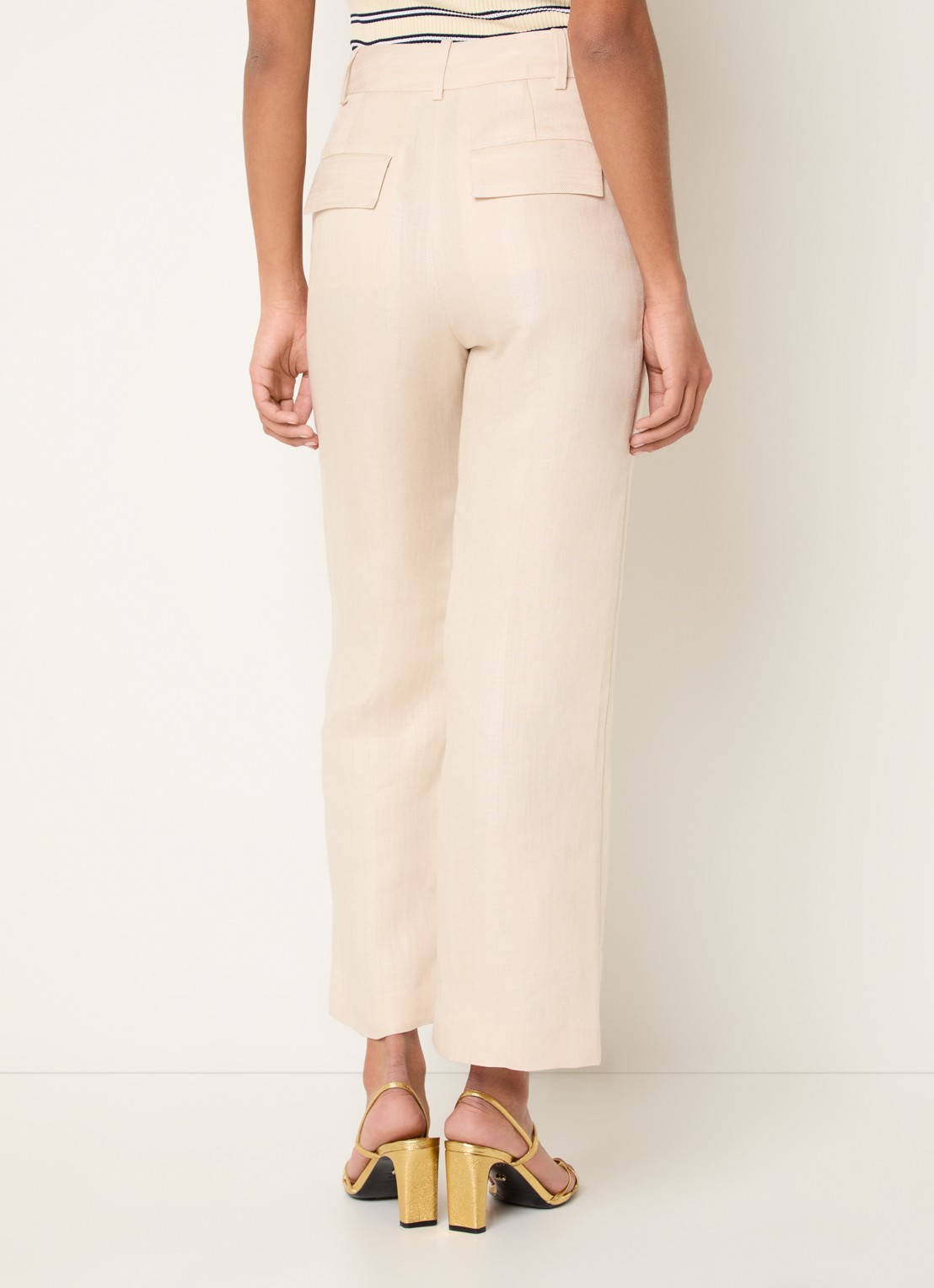 Claudie Pierlot Passila pantalon in linnenblend met steekzakken - achterkant 4 creme