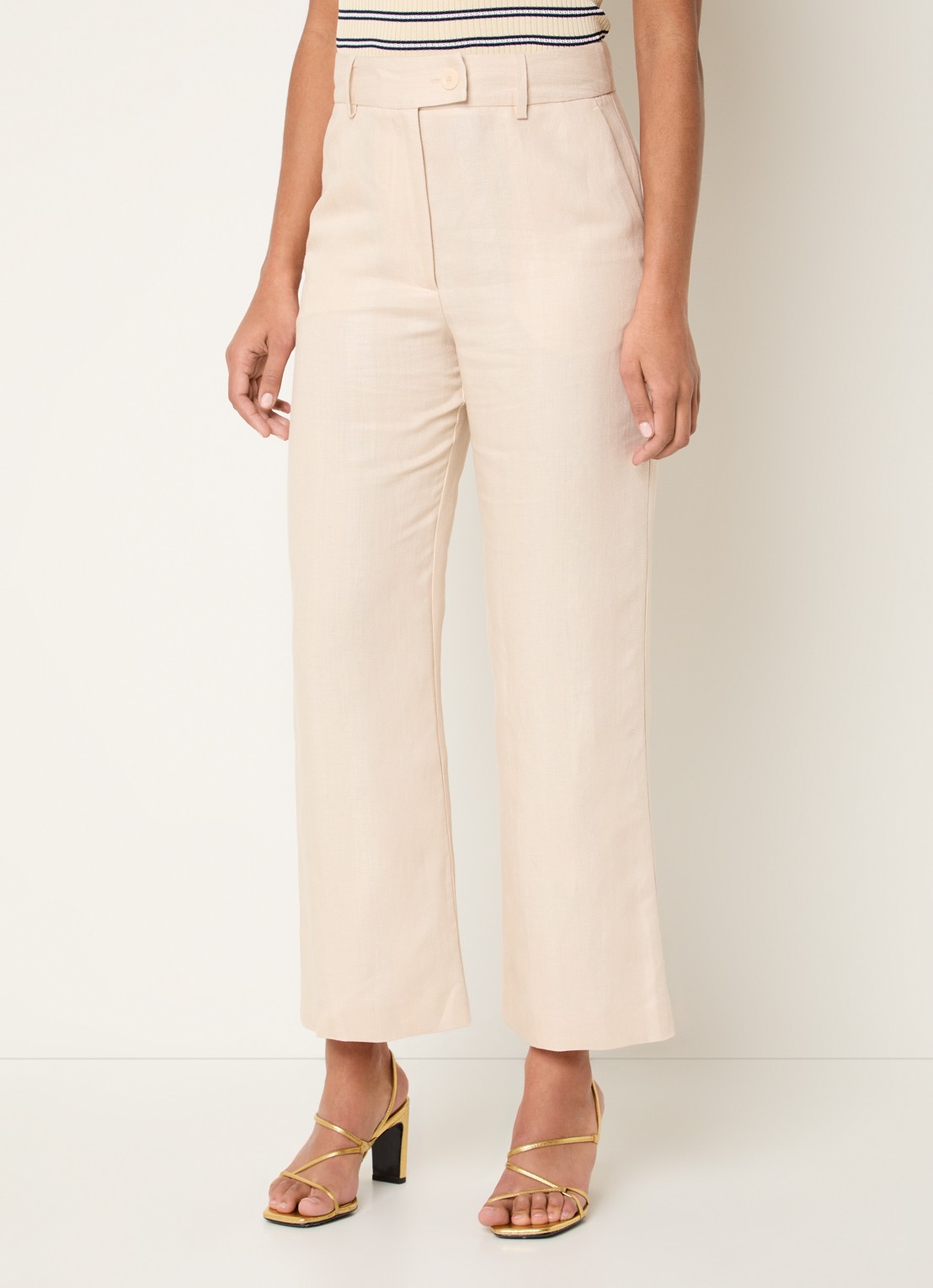 Claudie Pierlot Passila pantalon in linnenblend met steekzakken - detail 3 creme