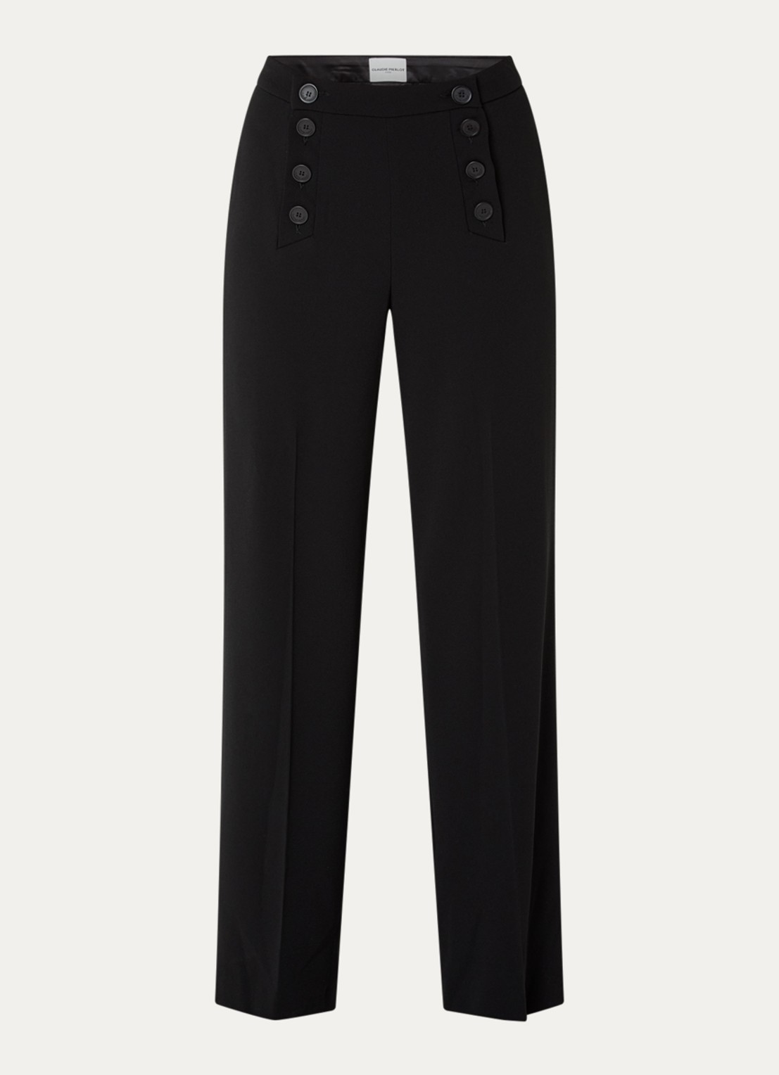 Claudie Pierlot Paulie high waist straight fit pantalon met stretch - voorkant zwart
