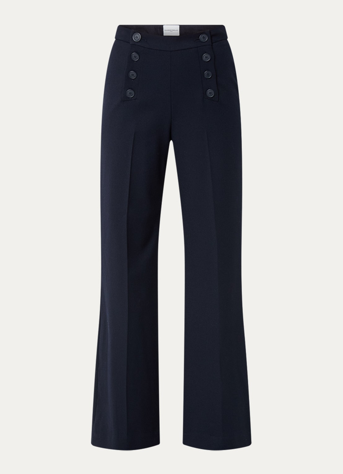 Claudie Pierlot Paulie high waist wide fit pantalon met persplooi - voorkant donkerblauw