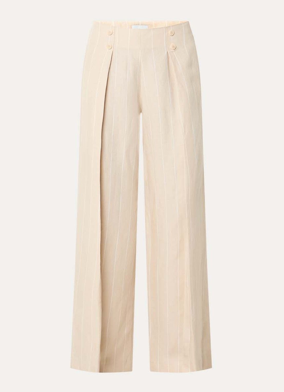 Claudie Pierlot Pelliarayee high waist wide fit pantalon met steekzakken - voorkant creme