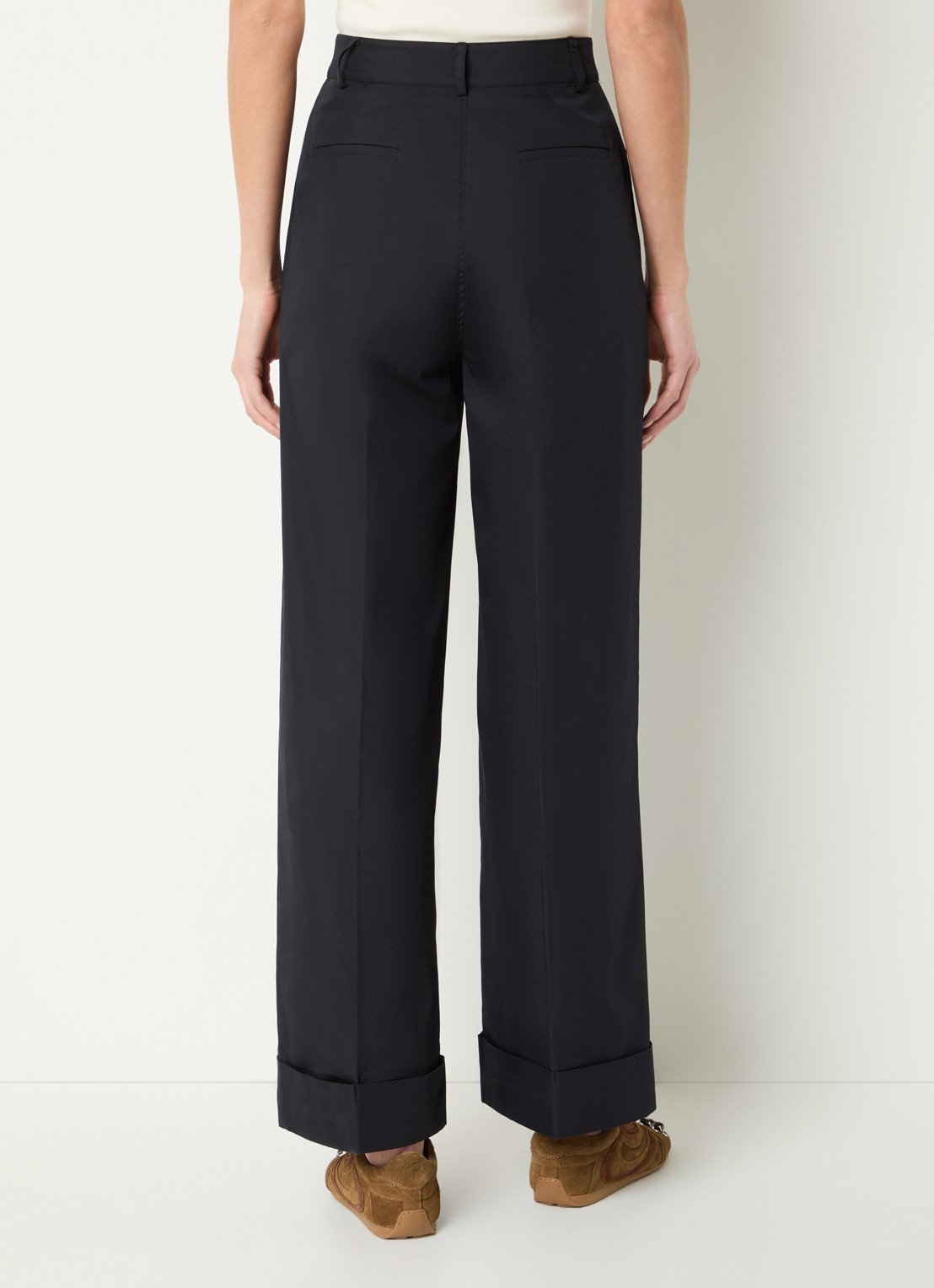 Claudie Pierlot Piano high waist loose fit pantalon met steekzakken - achterkant 3 donkerblauw