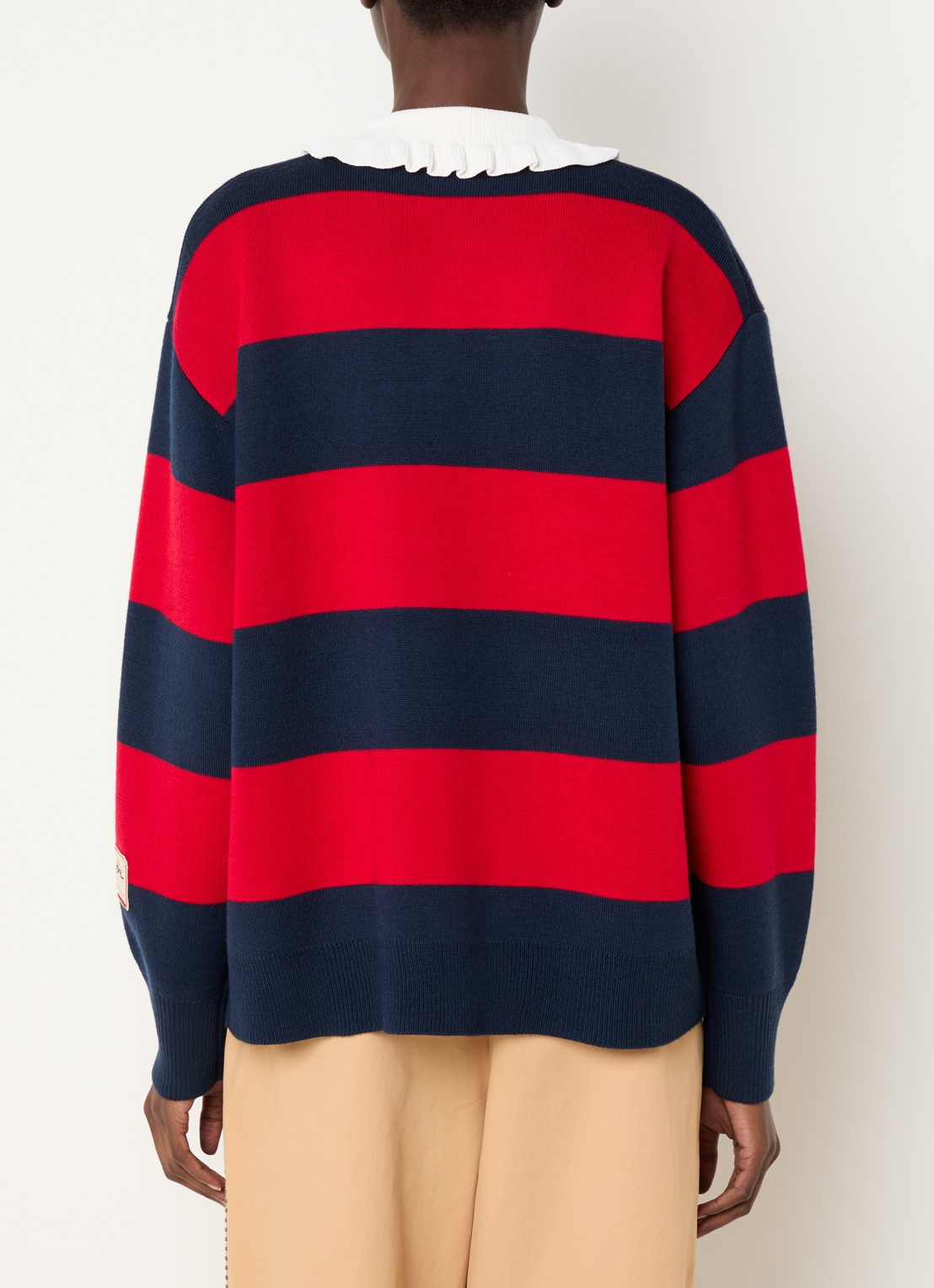 Claudie Pierlot Polo met streepprint - achterkant rood