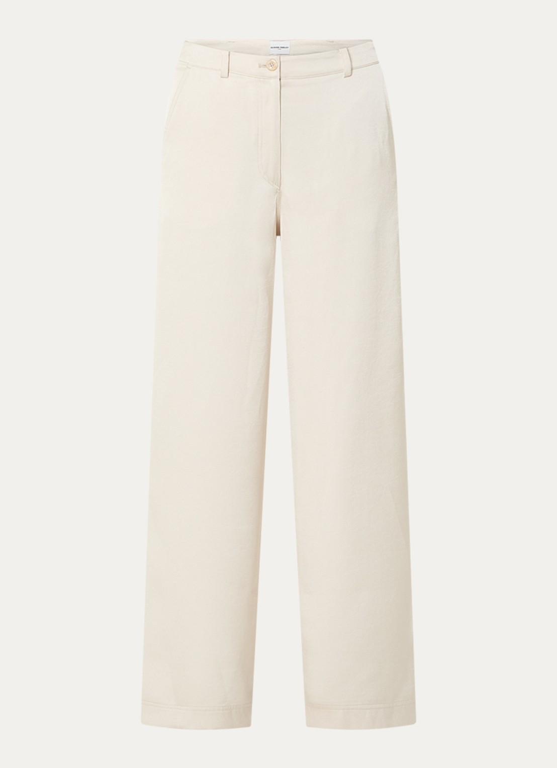 Claudie Pierlot Ponniebis high waist straight fit pantalon met steekzakken - voorkant creme