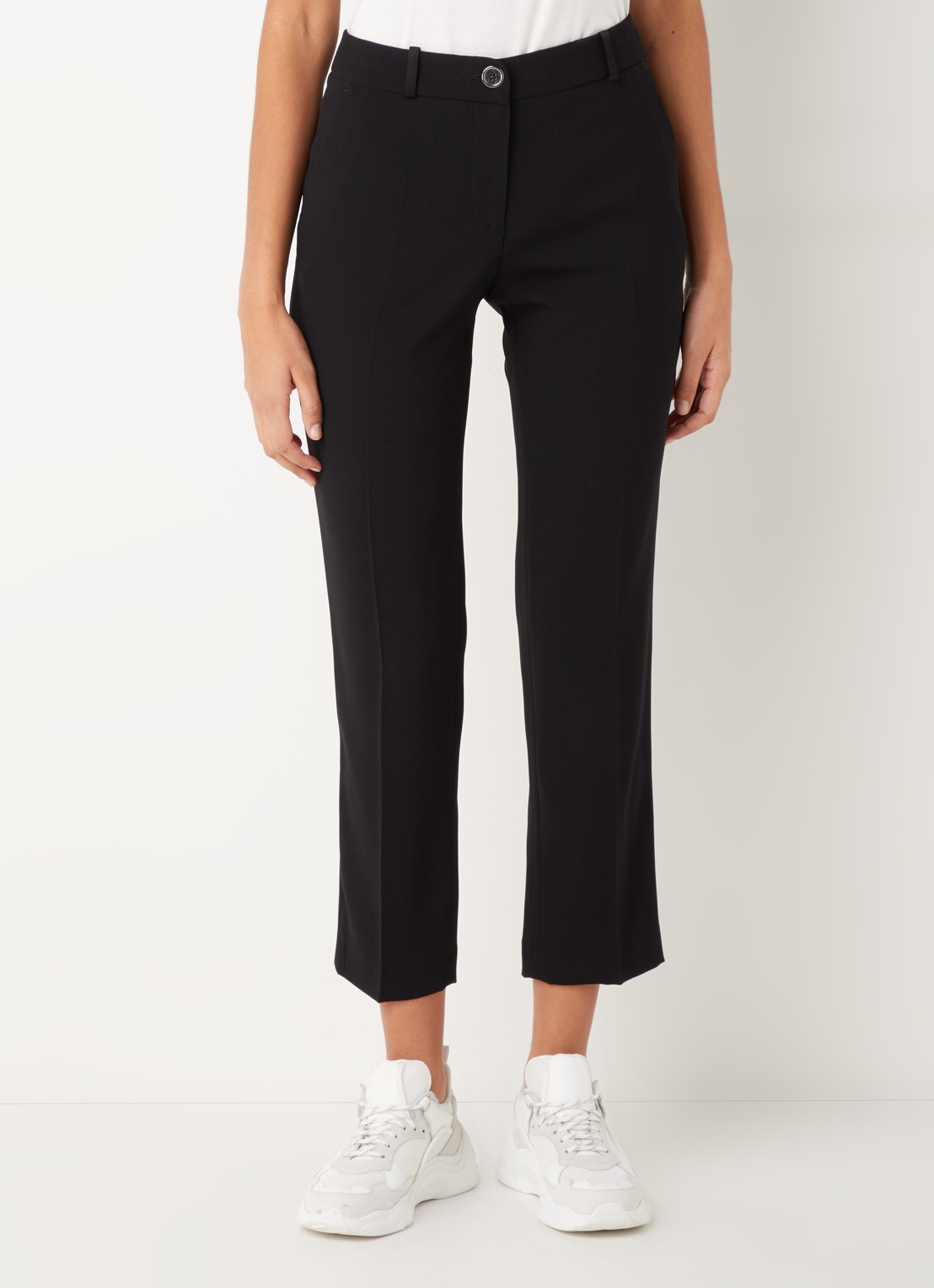 Claudie Pierlot Poupin high waist slim fit cropped pantalon met steekzakken  - detail 4 zwart