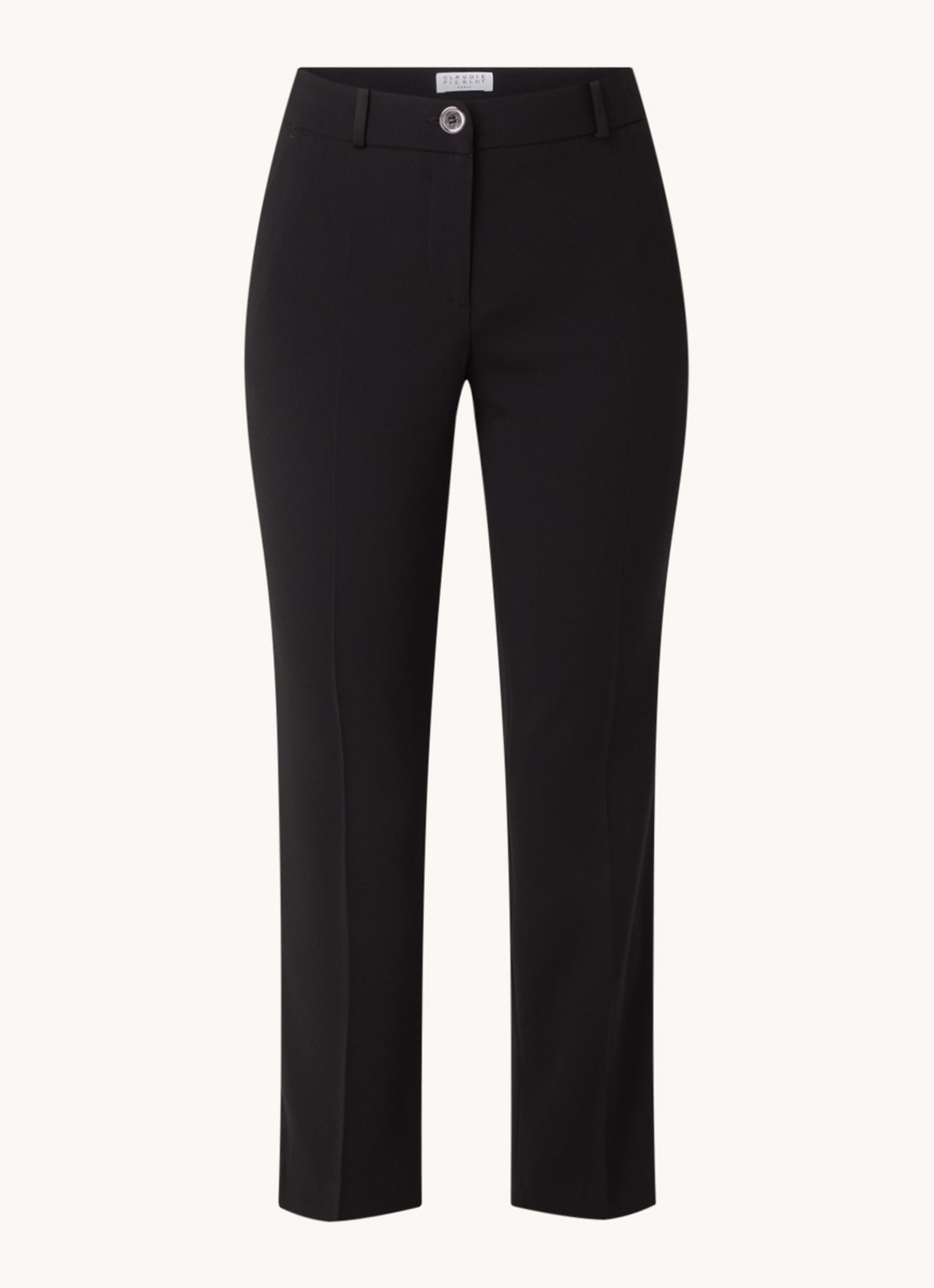 Claudie Pierlot Poupin high waist slim fit cropped pantalon met steekzakken  - voorkant 2 zwart