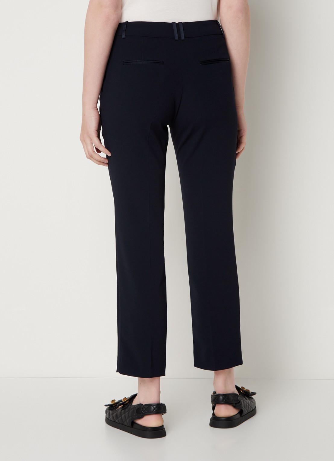 Claudie Pierlot Poupin high waist slim fit cropped pantalon met steekzakken  - achterkant 3 donkerblauw