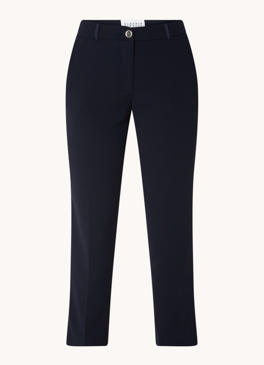 Claudie Pierlot Poupin high waist slim fit cropped pantalon met steekzakken  - voorkant donkerblauw