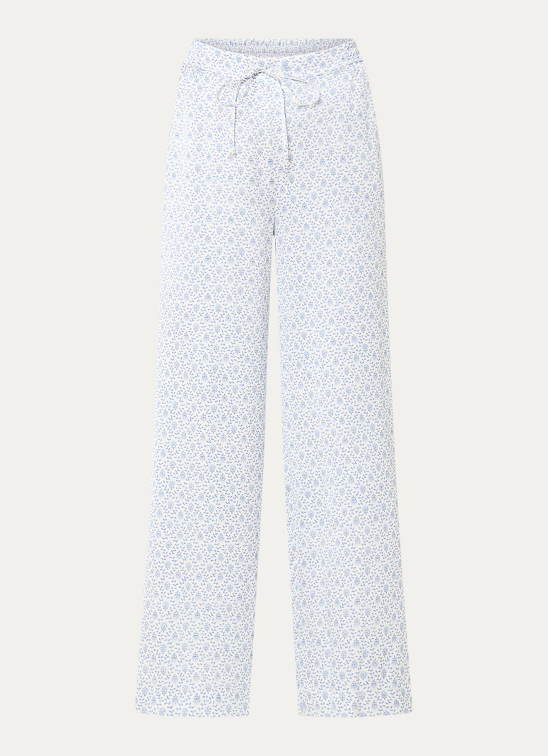 Claudie Pierlot Prudence high waist straight fit pantalon met details van kant - voorkant blauw