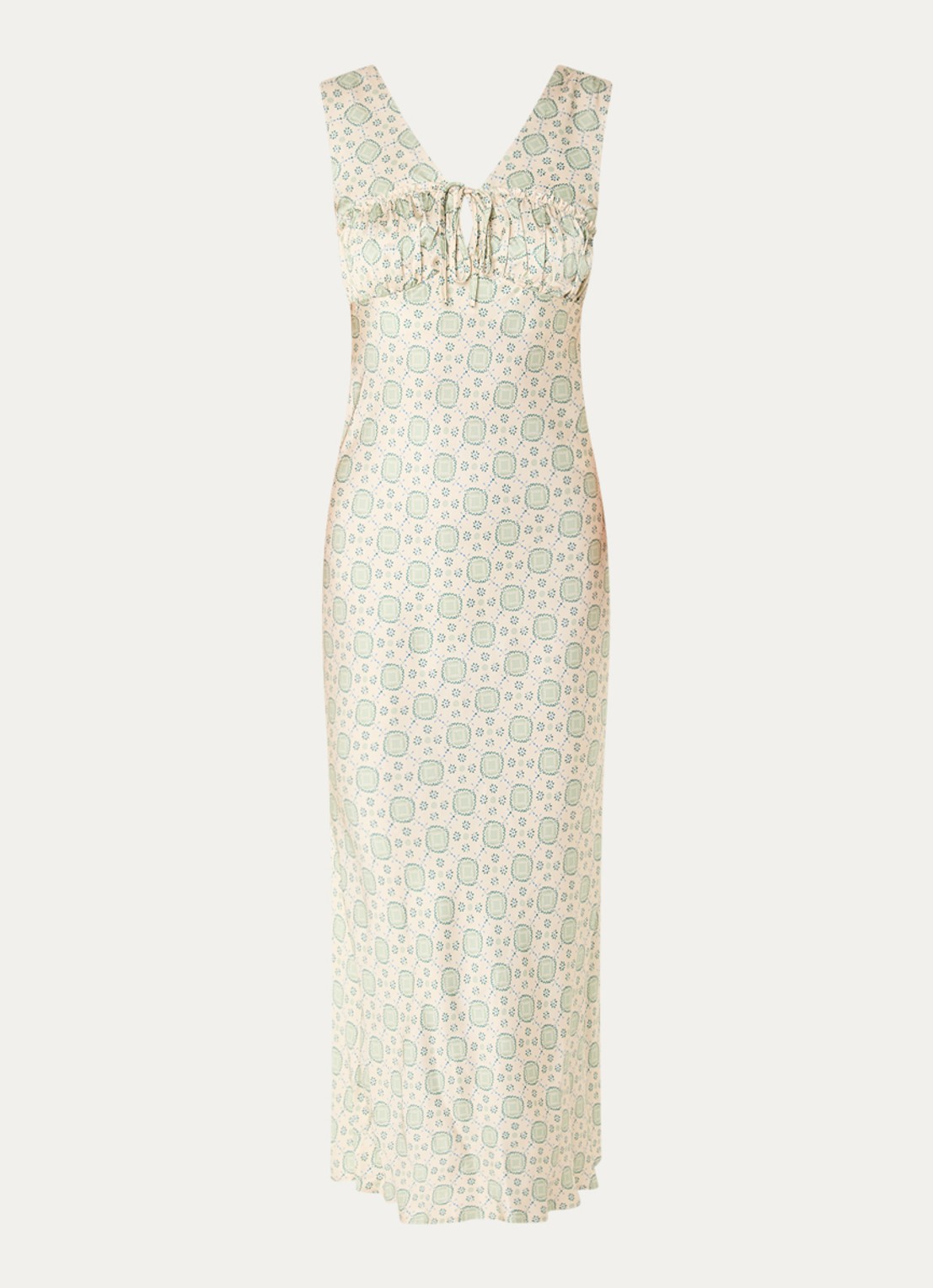 Claudie Pierlot Raphaella midi jurk met print - voorkant 2 beige