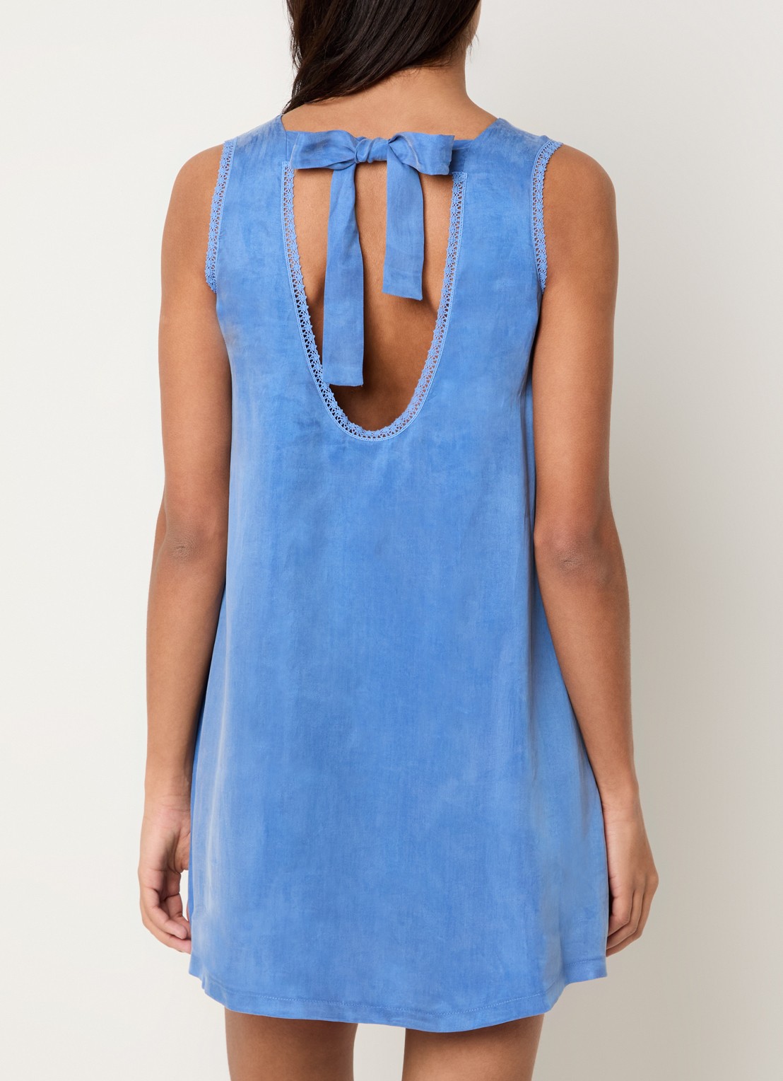 Claudie Pierlot Relea mini A-lijn jurk met gestrikt detail - achterkant 4 blauw