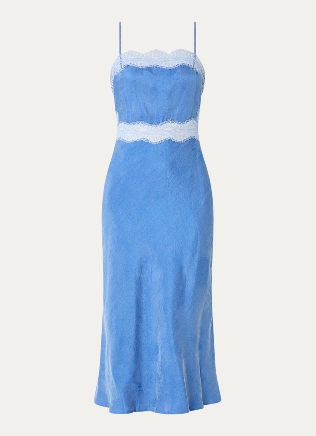 Claudie Pierlot Relia midi jurk met details van kant - voorkant 3 blauw