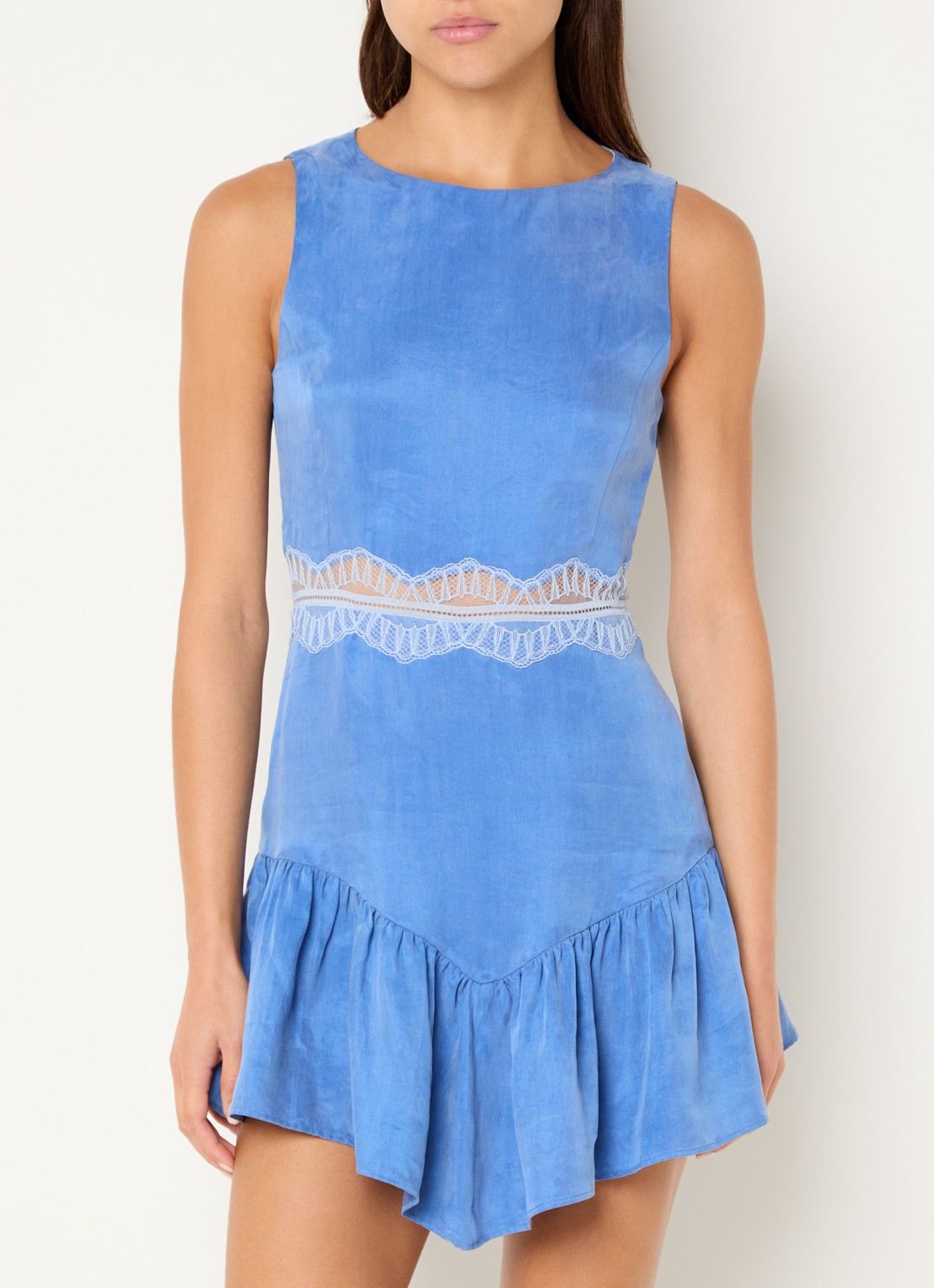 Claudie Pierlot Relly mini jurk met details van kant - detail 4 blauw