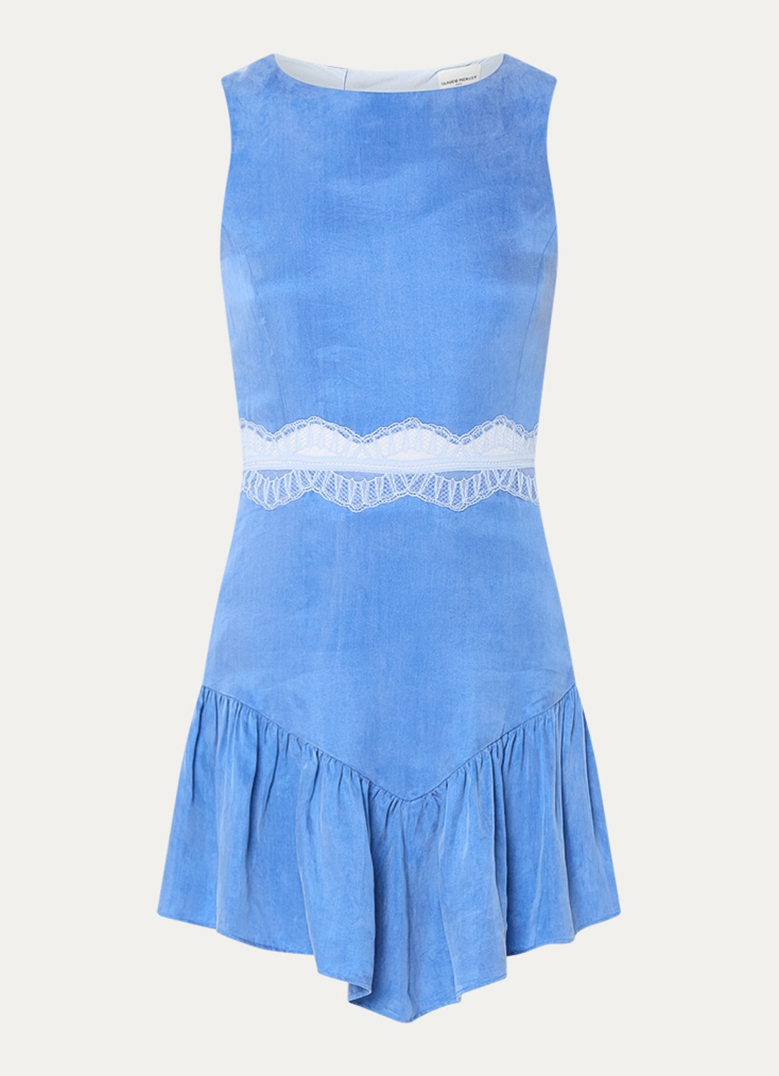 Claudie Pierlot Relly mini jurk met details van kant - voorkant 2 blauw
