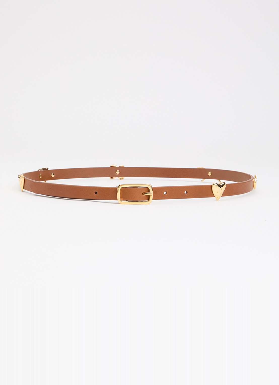Claudie Pierlot Riem van kalfsleer - voorkant 2 camel