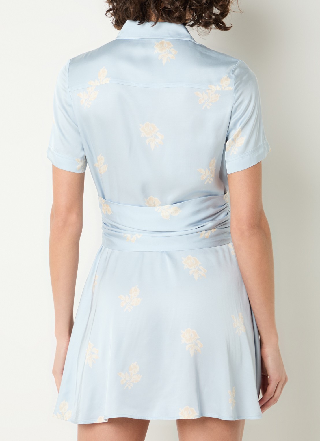 Claudie Pierlot Risma mini tuniekjurk met bloemenprint - achterkant lichtblauw