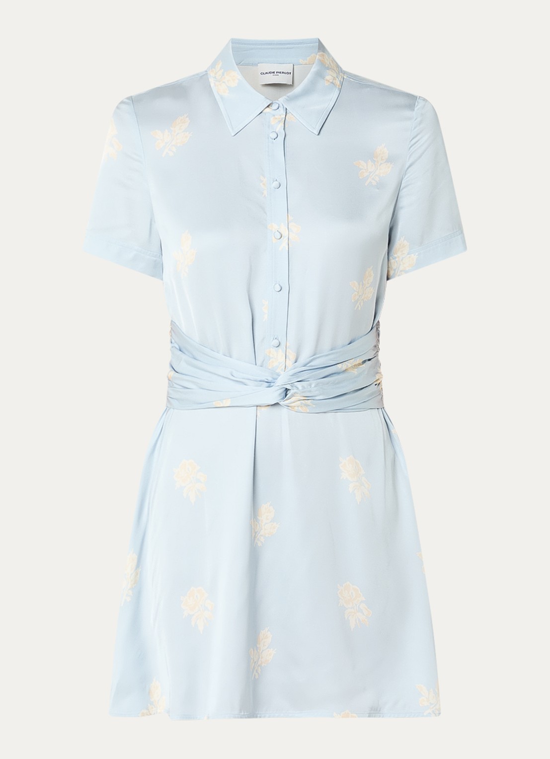 Claudie Pierlot Risma mini tuniekjurk met bloemenprint - voorkant 2 lichtblauw