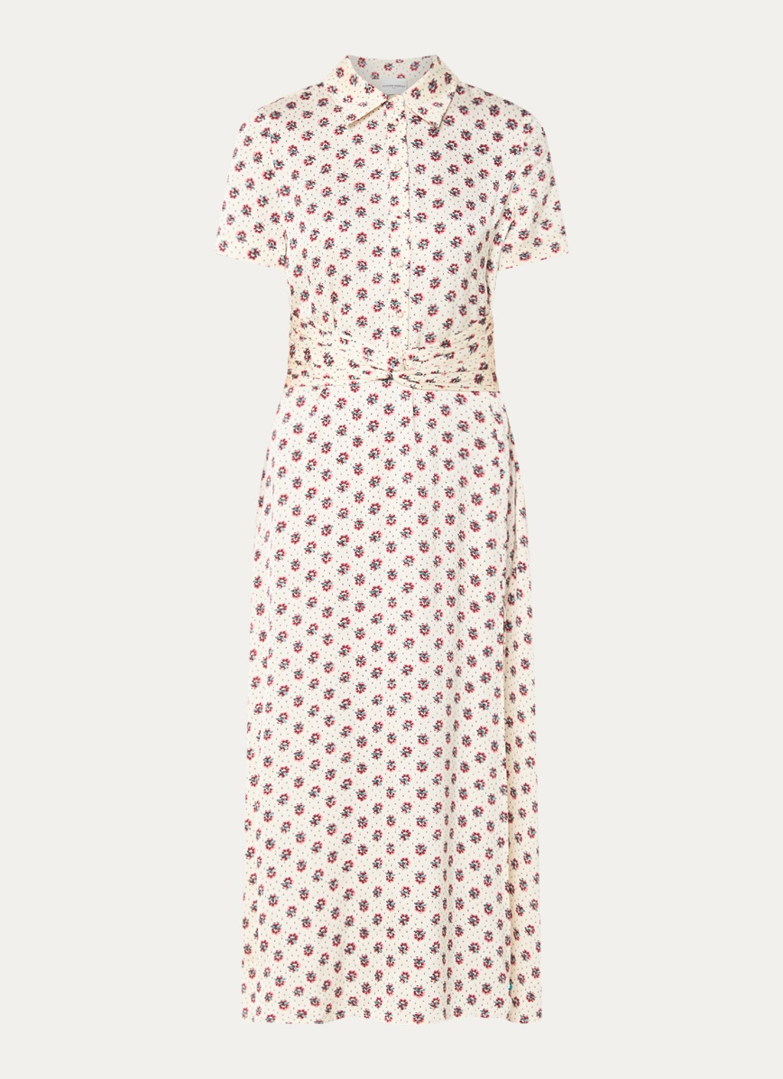Claudie Pierlot Rismana midi tuniekjurk met bloemenprint - voorkant 2 gebroken wit