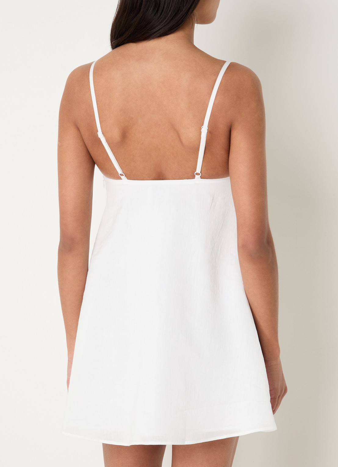 Claudie Pierlot Rosanna mini tuniekjurk in linnenblend met details van kant - achterkant gebroken wit