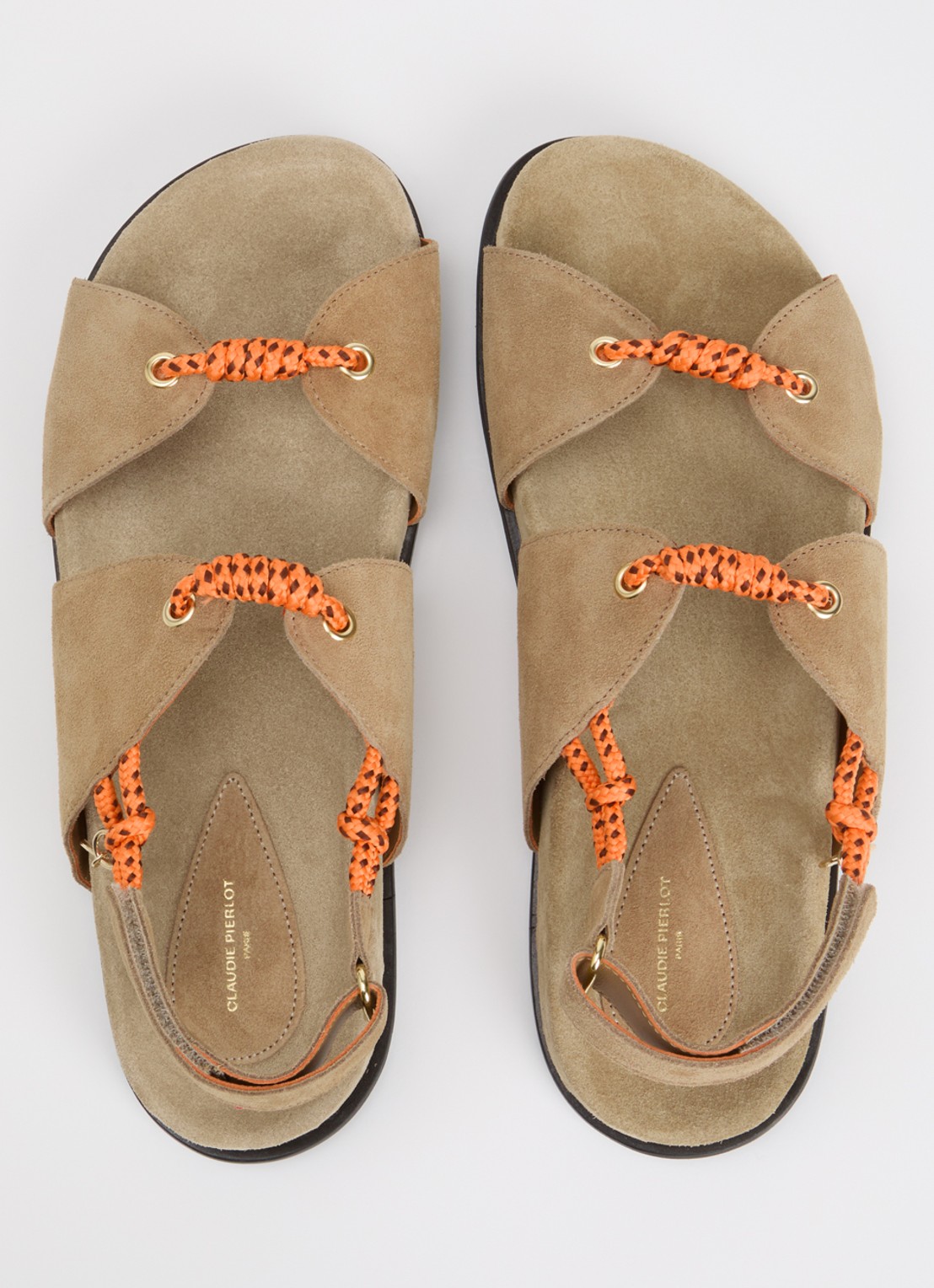 Claudie Pierlot Sandaal van suède - detail 4 donkerbeige