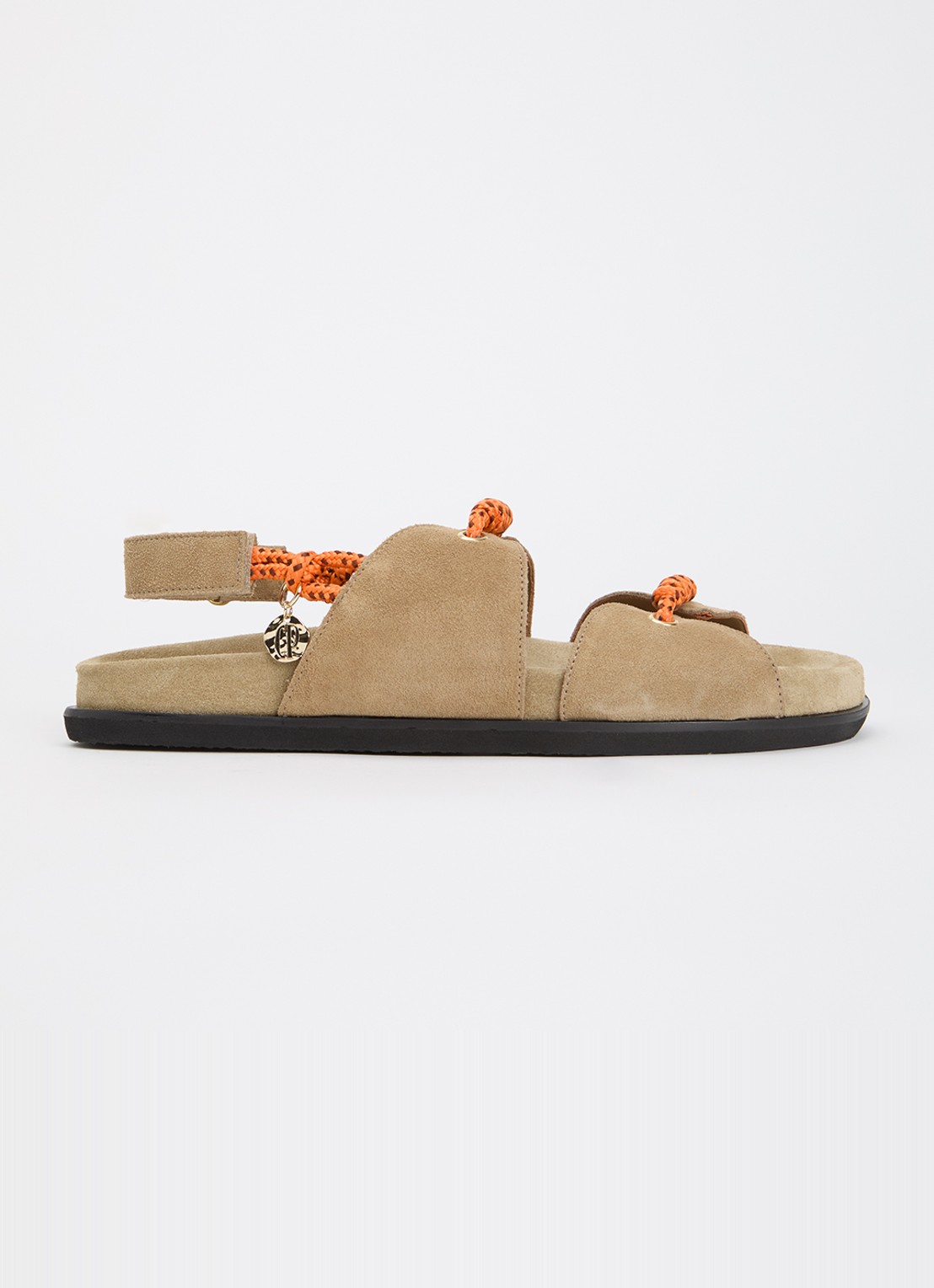 Claudie Pierlot Sandaal van suède - voorkant donkerbeige