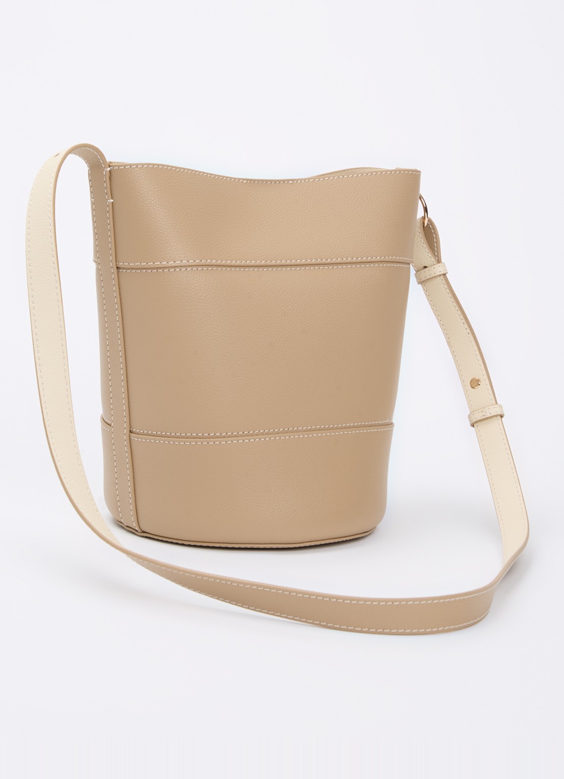 Claudie Pierlot Schoudertas van leer  - achterkant beige