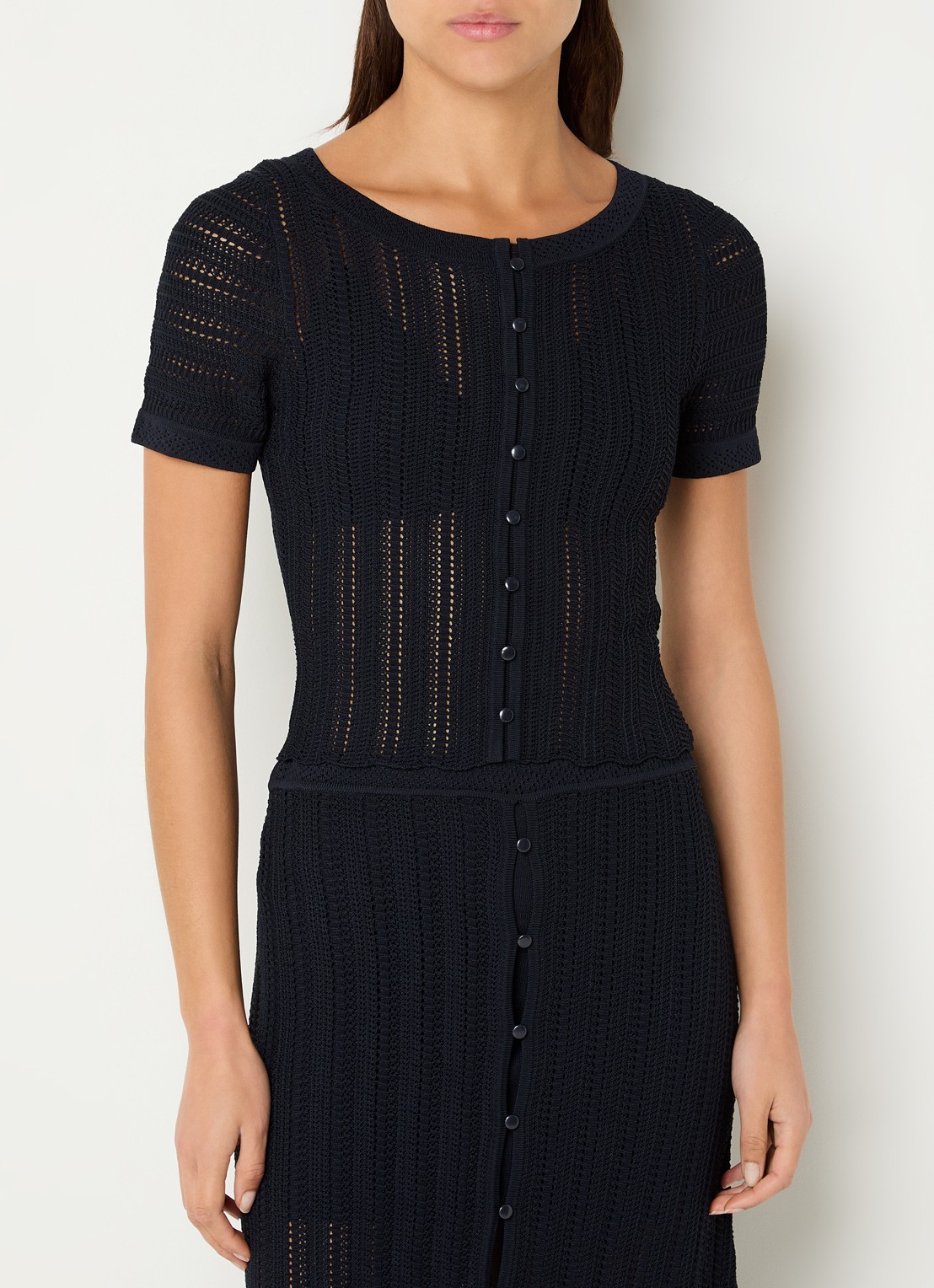 Claudie Pierlot Semi-transparante top met structuur - detail 4 donkerblauw