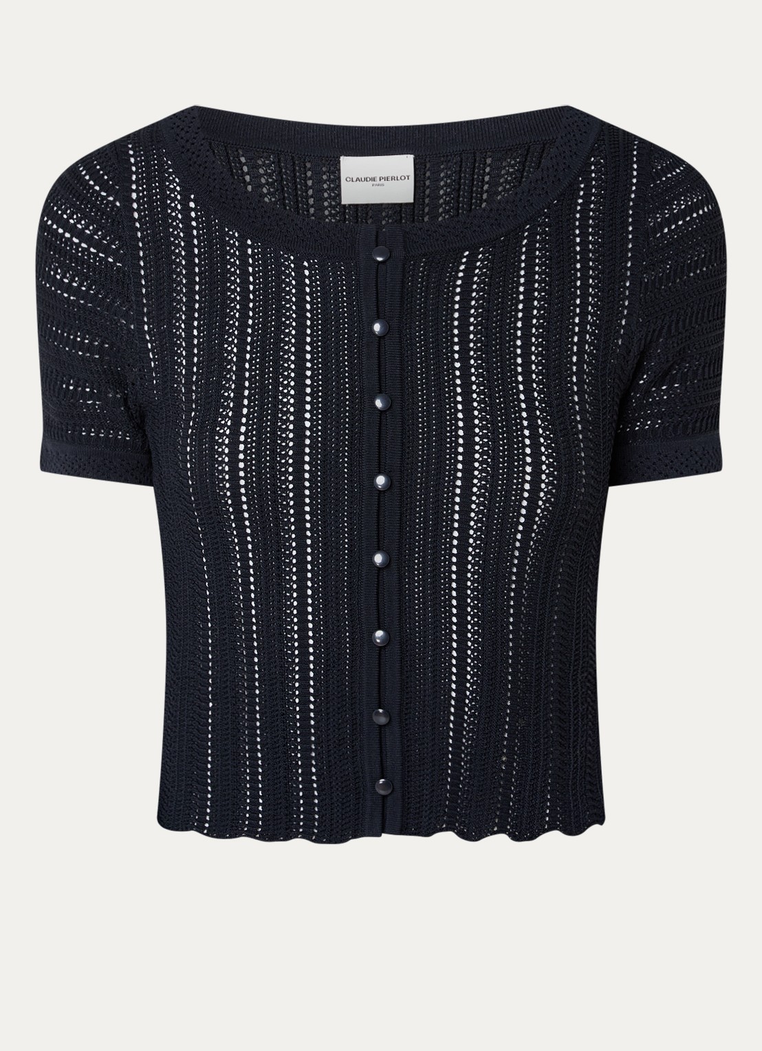 Claudie Pierlot Semi-transparante top met structuur - voorkant donkerblauw