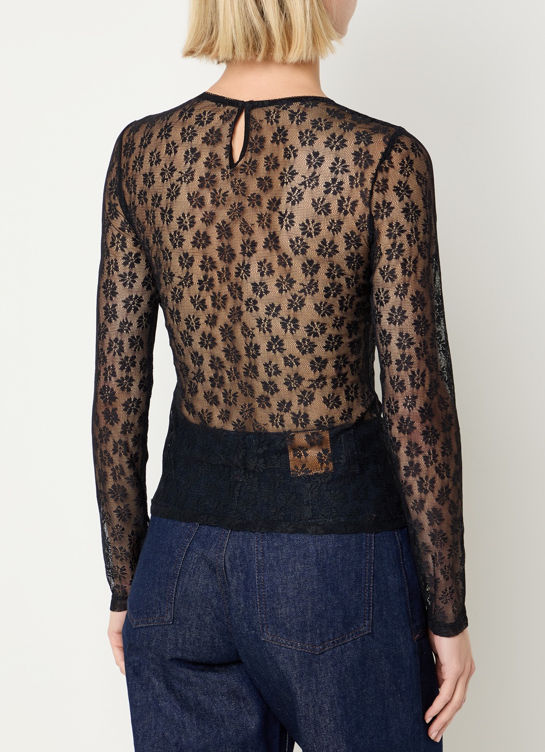 Claudie Pierlot Semi-transparante top van kant - achterkant 2 zwart